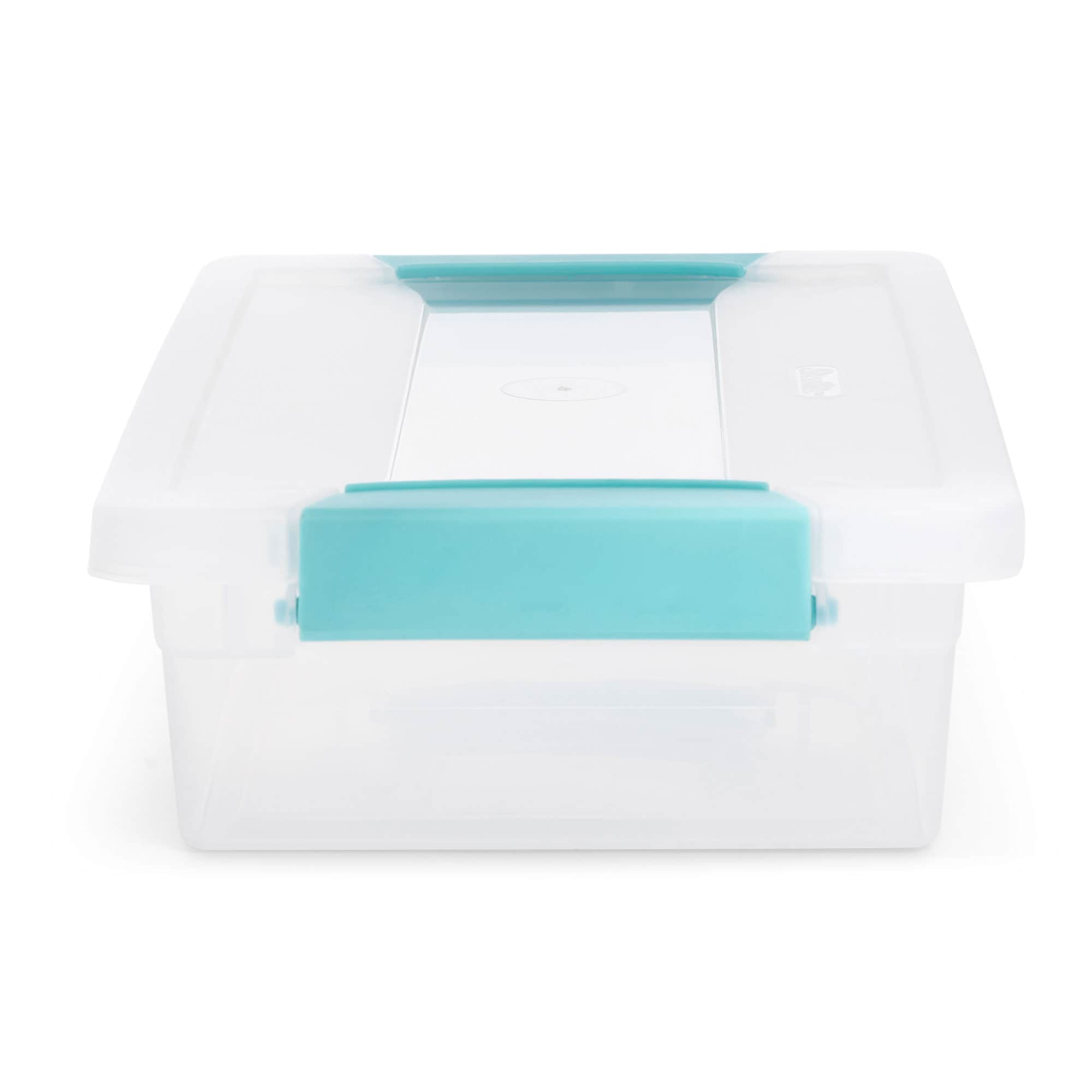 Sterilite 7.5 Quart Clear Plastic Storage Box & Lid w/ Blue