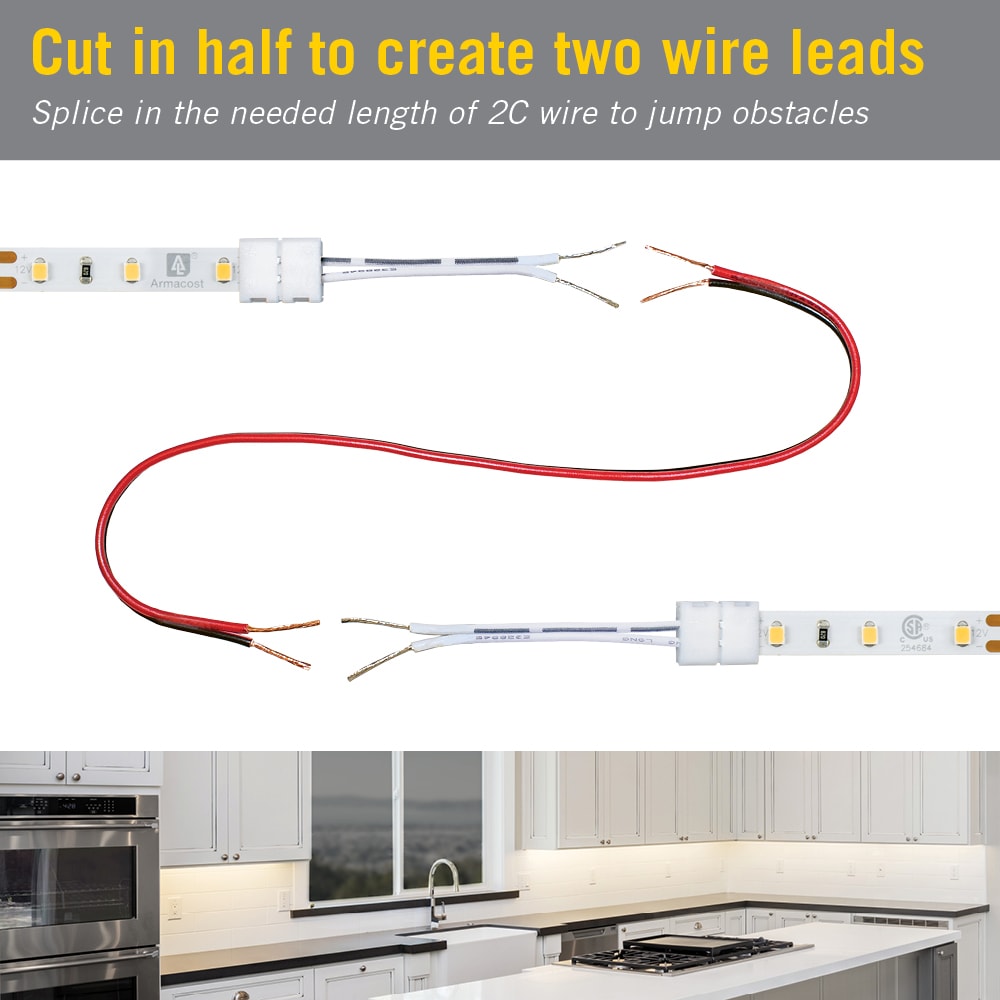 White 2-Pin Snap LED Strip Light Connectors, 6 Pack
