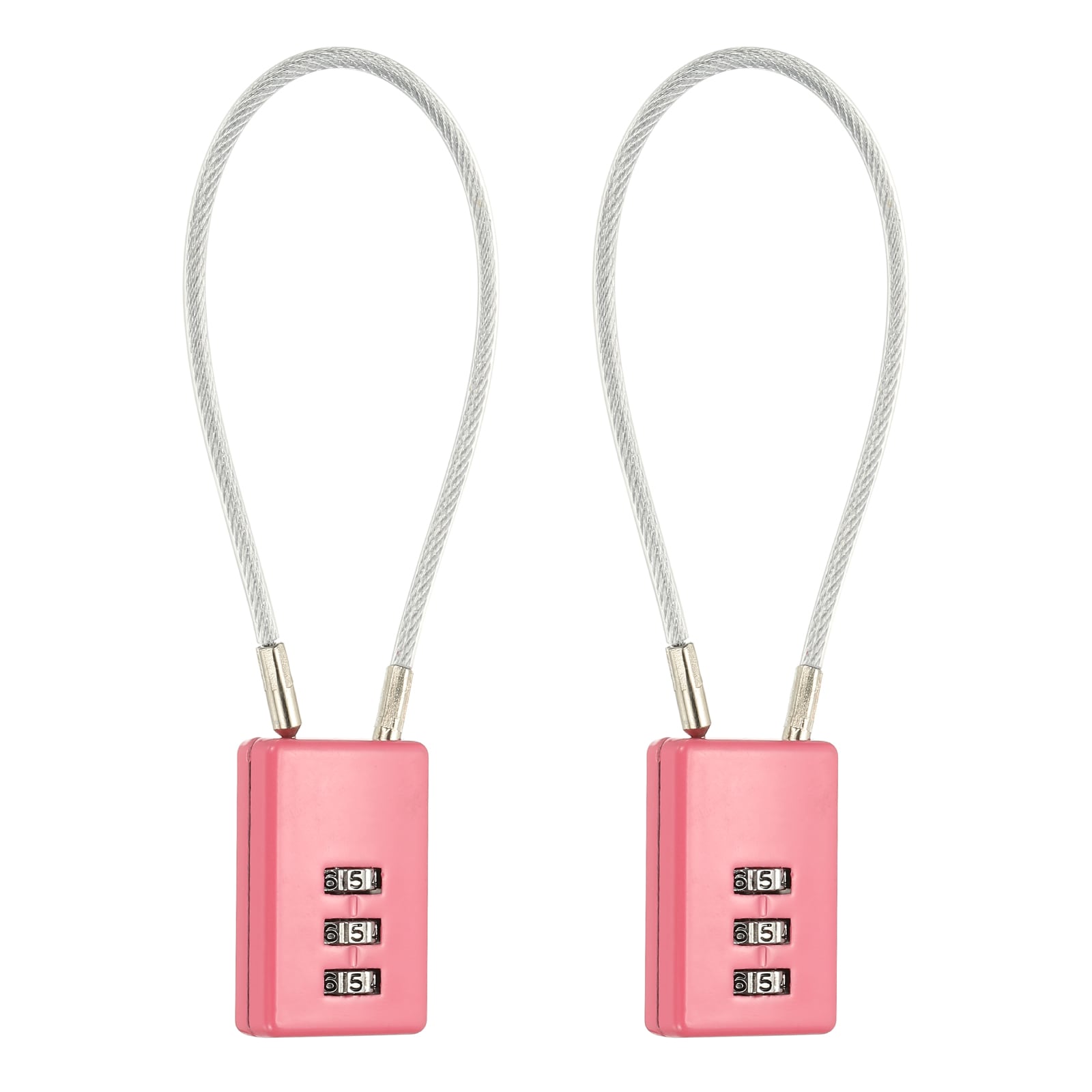 PATIKIL 3 Digit Cable Combination Lock 2pcs Cable Lock with Combination 7.9inch Steel Rope for Gym Bikes Cabinets Wardrobes Small Fences Pink #S26042700UX6739