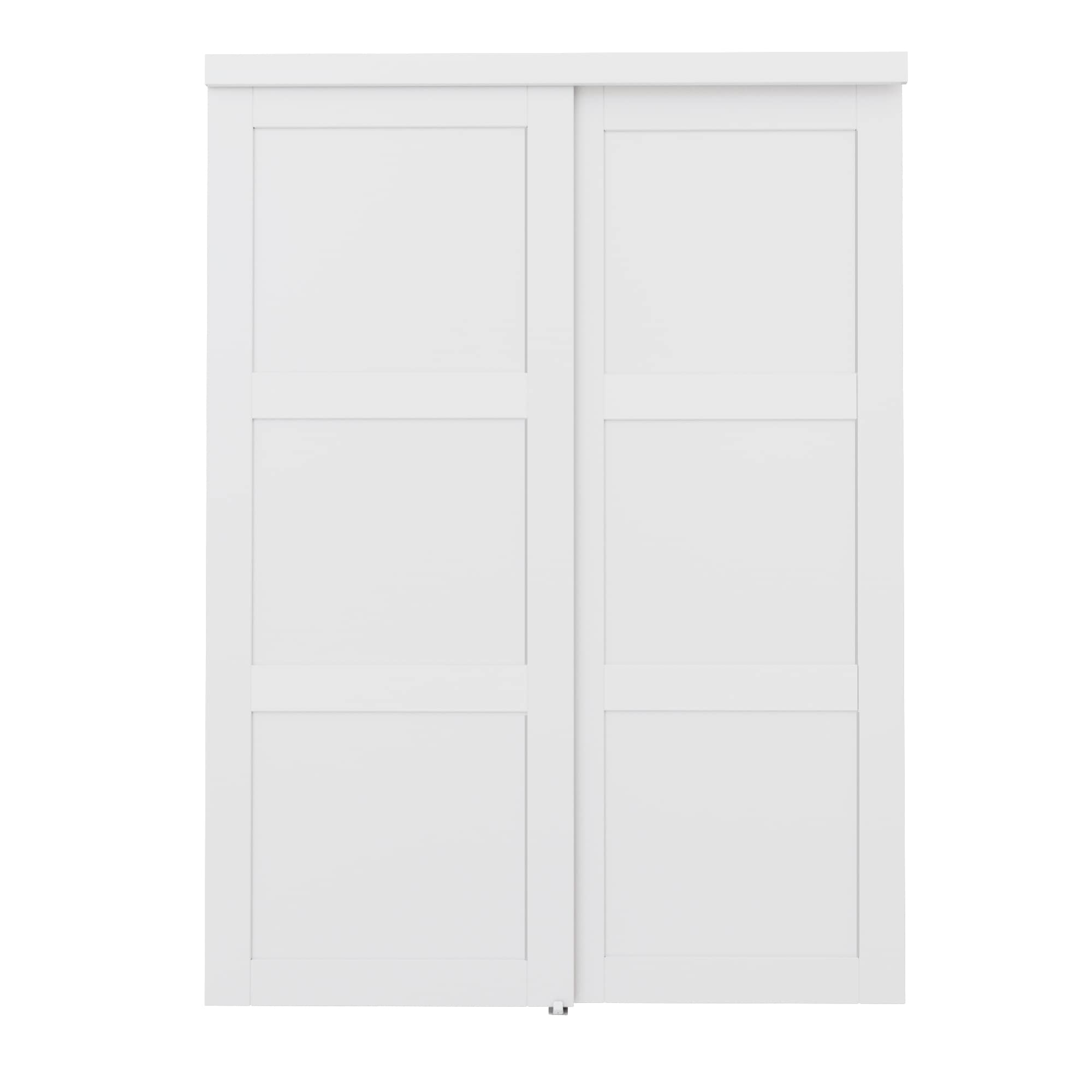 JUJUBON IN-CD-SLSD-XB-96-60 Closet Door 60-in x 96-in White 3-panel square Textured Solid core Prefinished MDF Closet Sliding Door ( Hardware Included )