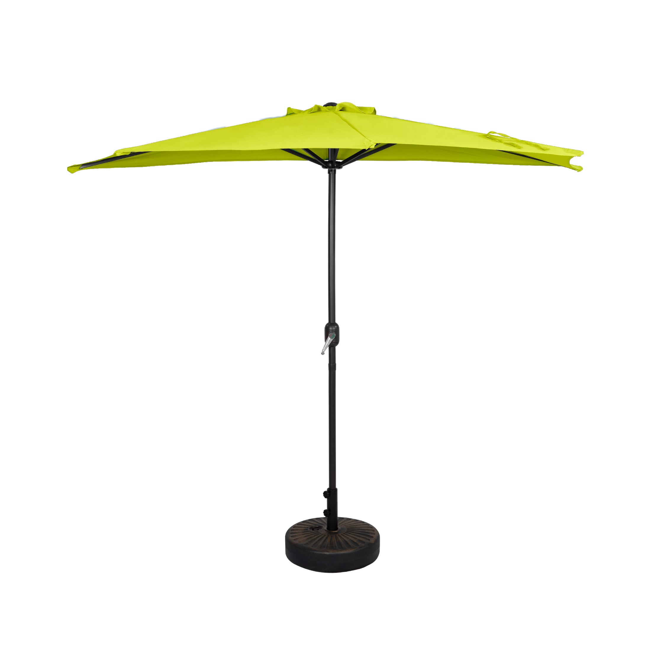 Westin Furniture OS3003-LM-981RDBZ 9-Feet Steel Green No-tilt Half-round Patio Umbrella with Base