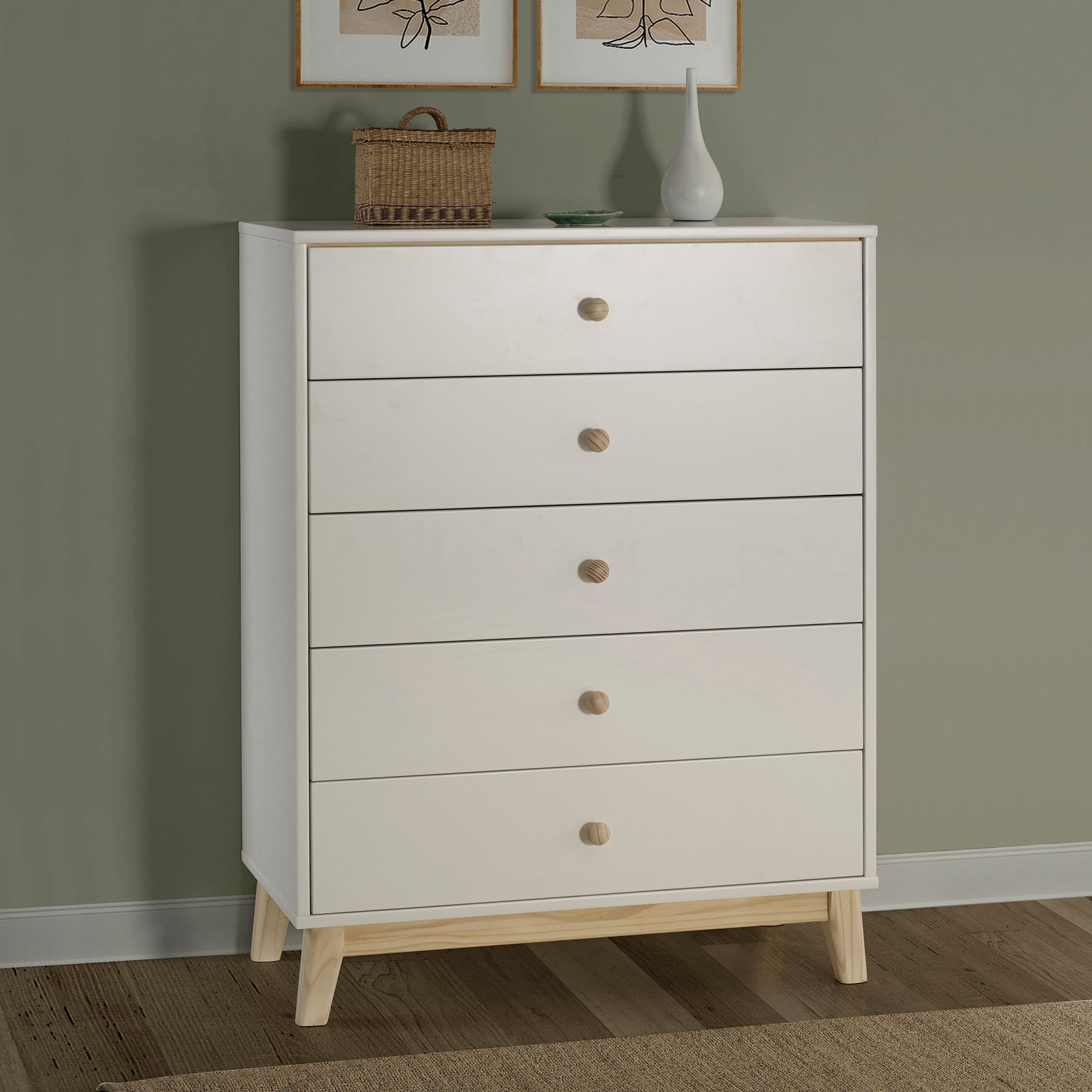 Alaterre Furniture AJMD0220WH Mod White Pine 5 -Drawer Standard dresser