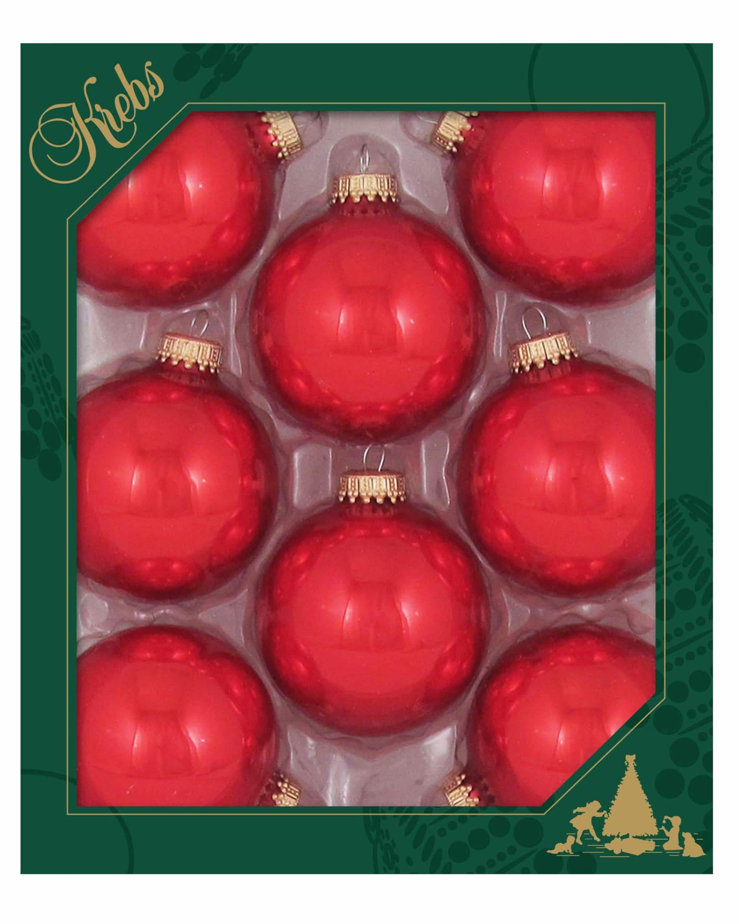 Candy Apple Red Glass Christmas Baubles Set of 8