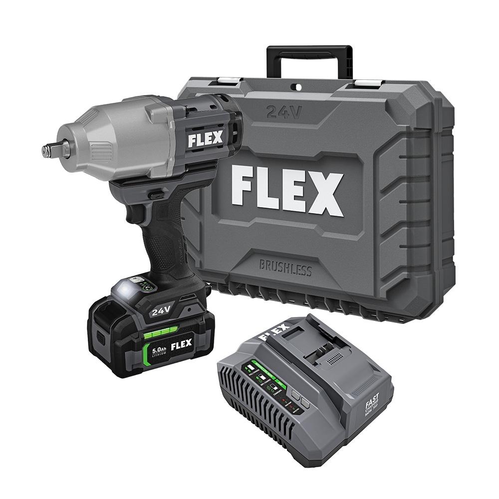 24-volt Variable Speed Brushless 1/2-in Drive Cordless Impact Wrench (Battery Included) in Gray | - FLEX FX1471-1C