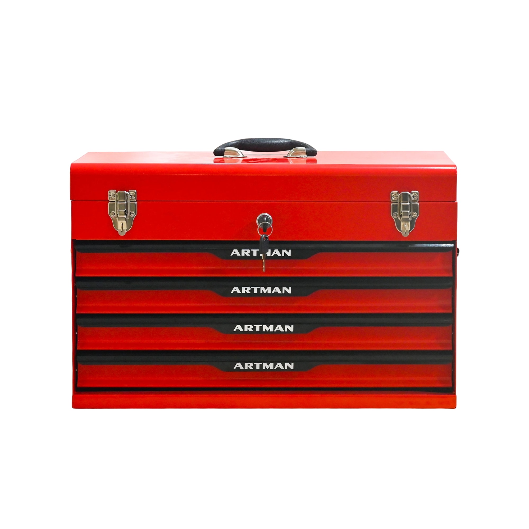 Loebelle Portable Toolbox 20.94-in W x 13.58-in H x 8.78-in D 4 -Drawer Red Steel Tool Box with Metal Lock Closure