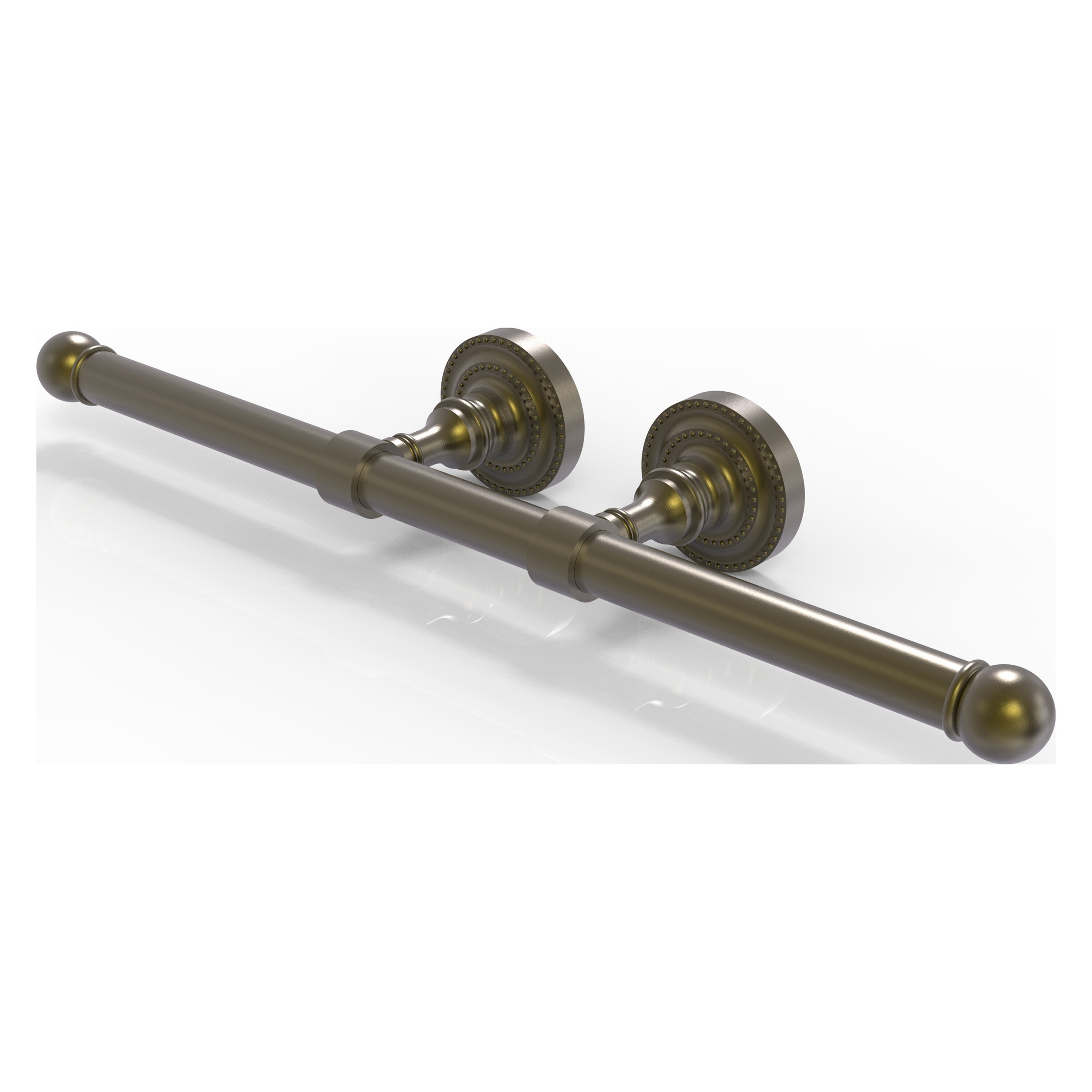 Allied Brass DT-24-2-ABR Dottingham Antique Brass Wall mount Double post Toilet Paper Holder 2 -Rolls with Storage