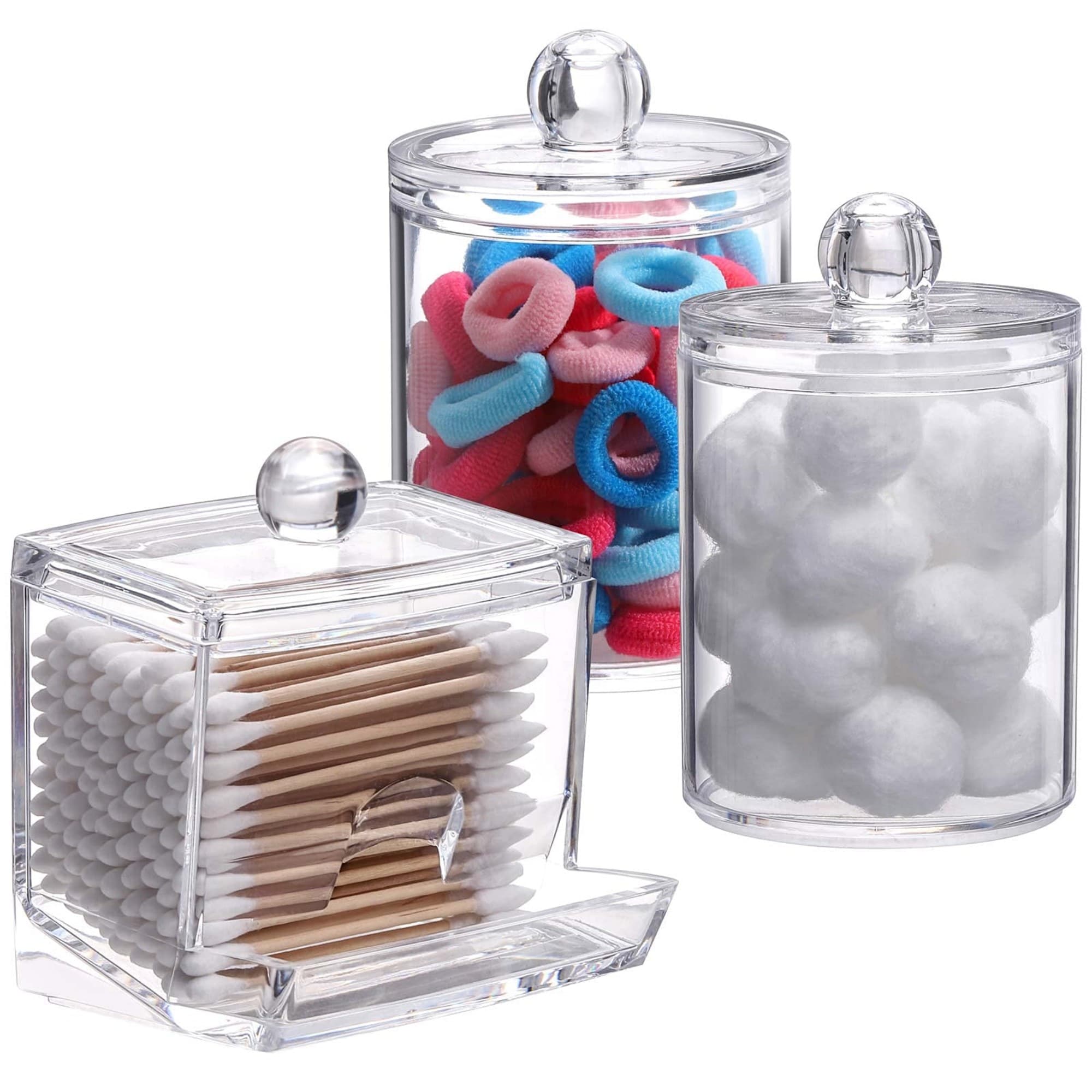 Wudkey 10 OZ Holder Bathroom Container 3 Pack Clear #L4-MB9R7N