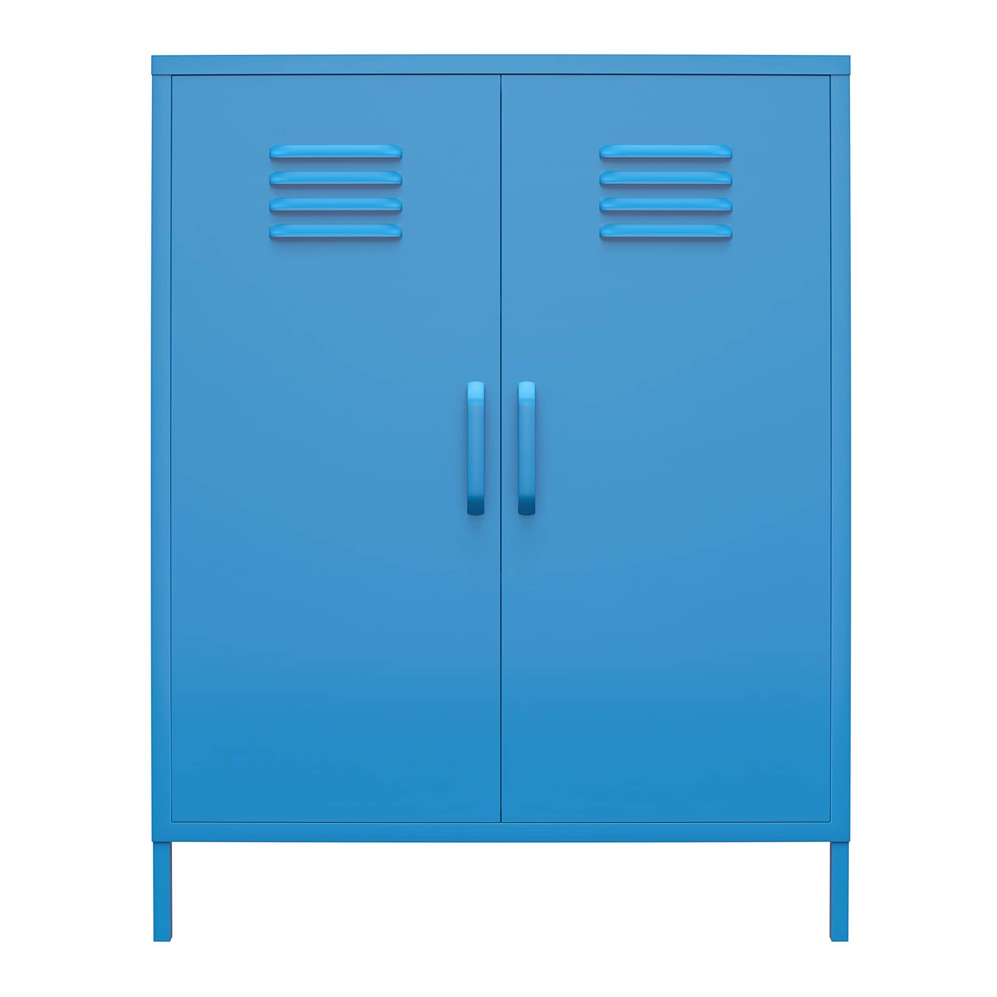 Bright Blue Metal Locker Style Storage Cabinet with Adjustable Shelving