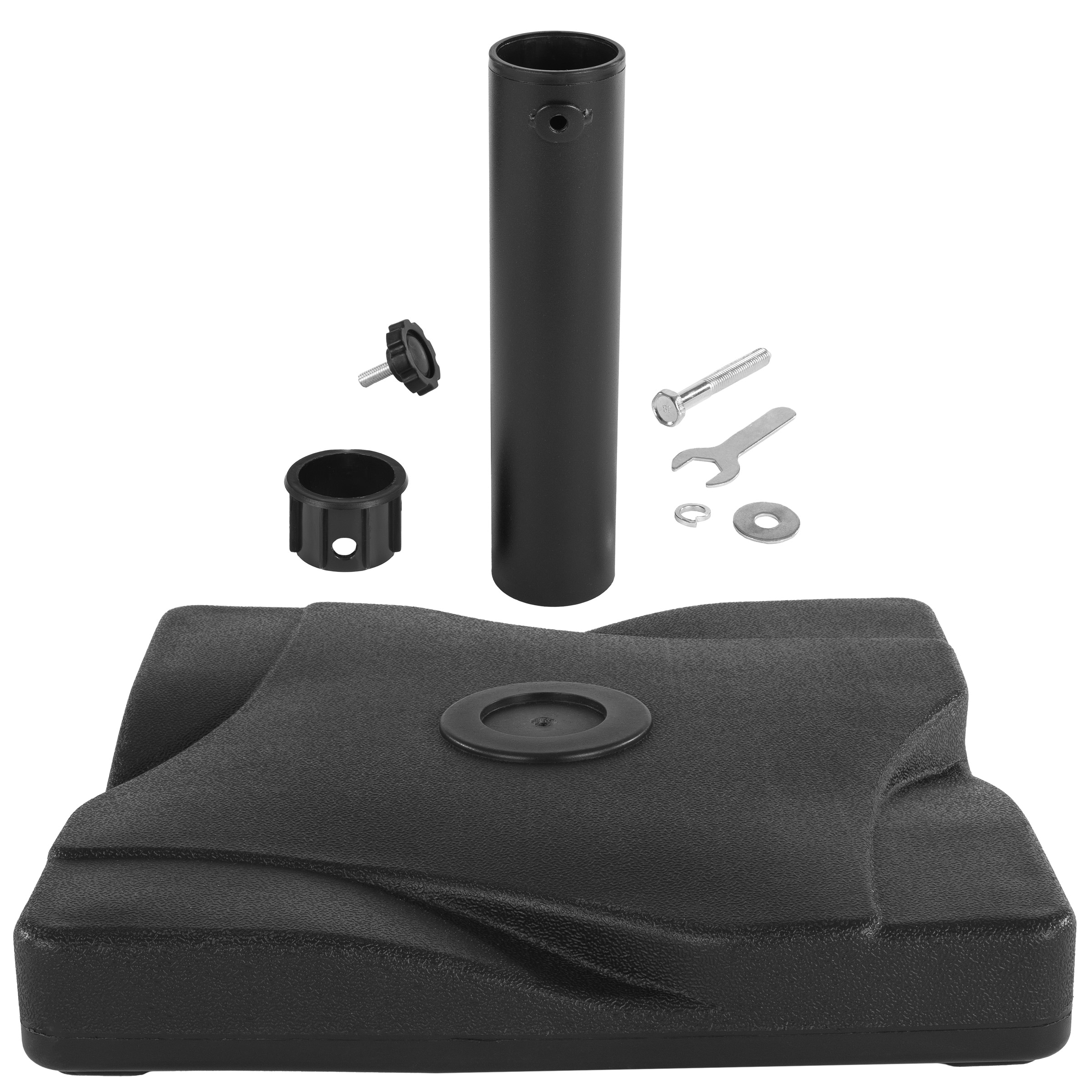 Black Round Concrete Outdoor Umbrella Base, 26 lbs