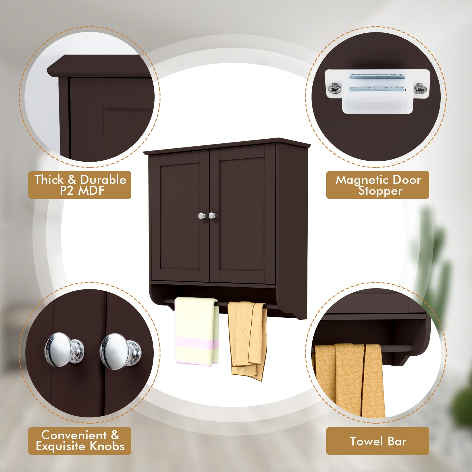 WELLFOR UTG10435BN Bathroom-Wall-Cabinets - View #5