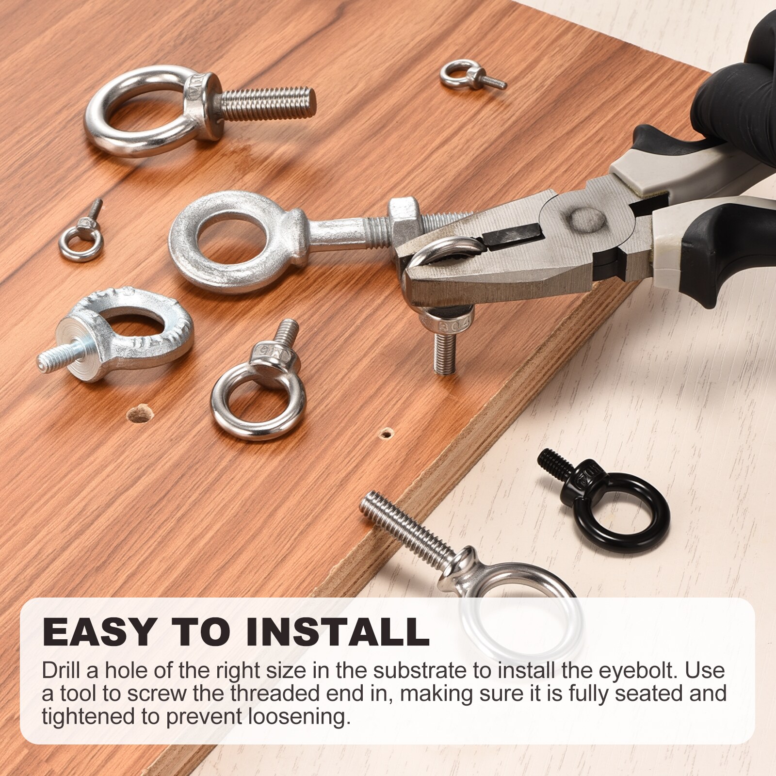 Unique Bargains Shoulder Eye Bolt with Nuts(3/8inchx2-1/2inch) 10set ...