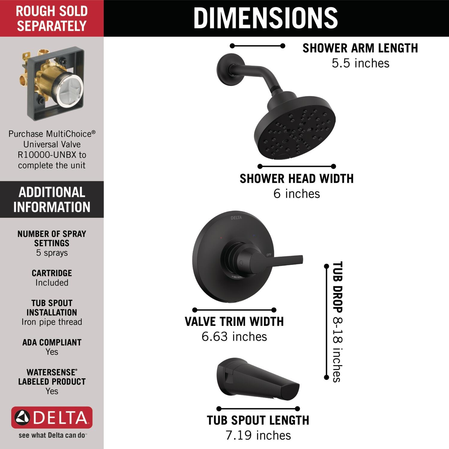 Delta T14472-BL Tub-Shower-Faucets - View #3