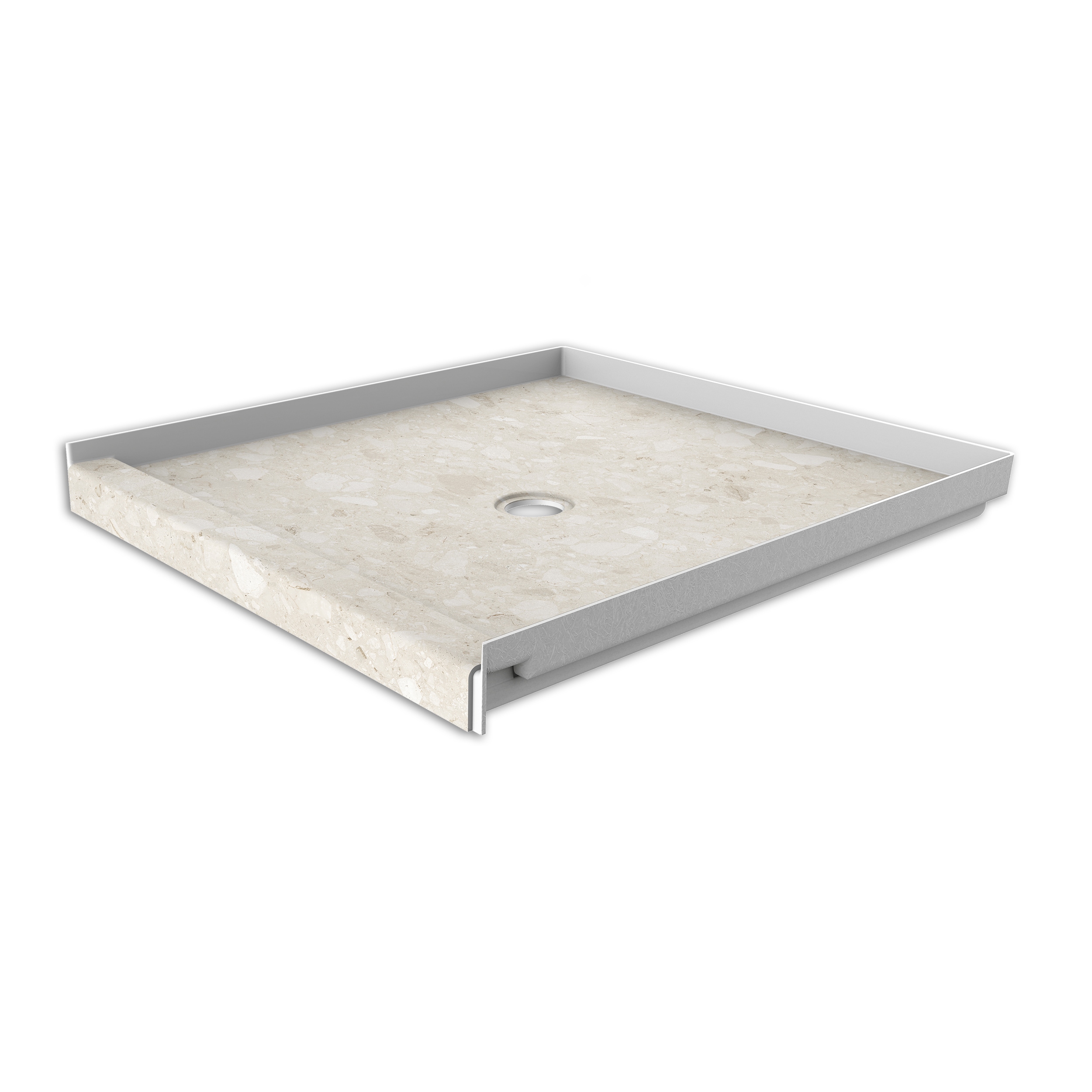 FlexStone FLXSBC3636CA 36-in W x 36-in L Calabria Single Threshold Square Shower pan base with 2.625-in H Threshold (Center Drain)