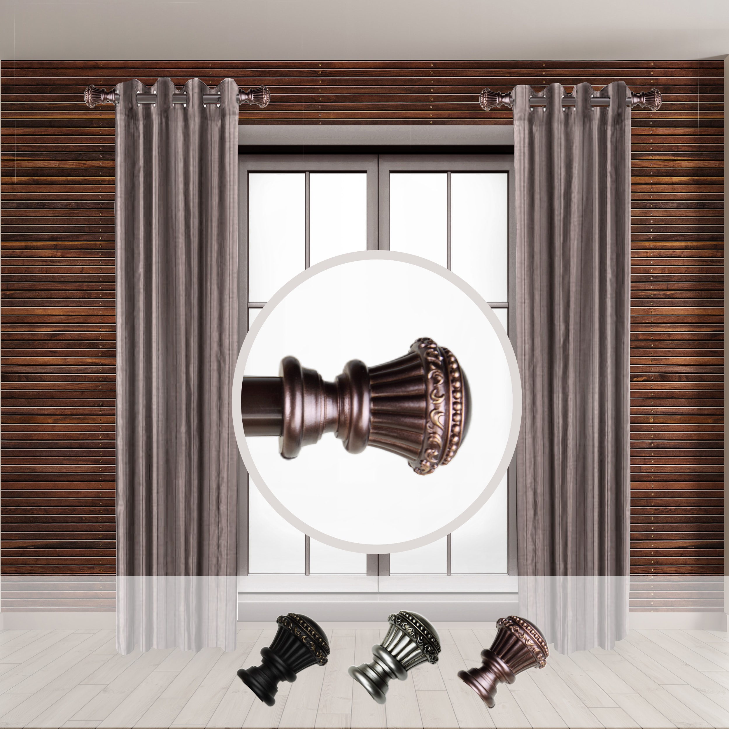 Hart & Harlow 1-3/8-in Faux Wood 1.375-in Chestnut Plastic Curtain Ring  with Eyelet in the Curtain Rings department at