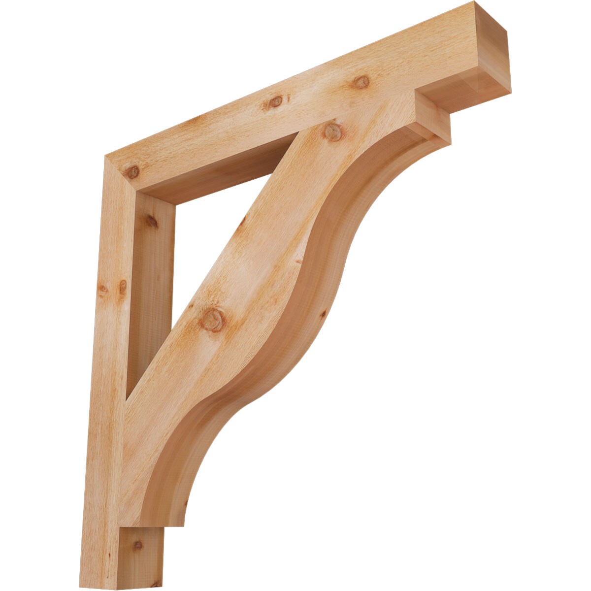 Ekena Millwork BKT06X48X48FST05RWR Funston Block Rough Sawn 6-in x 48-in x 48-in Western red cedar Brown Wood Standard bracket
