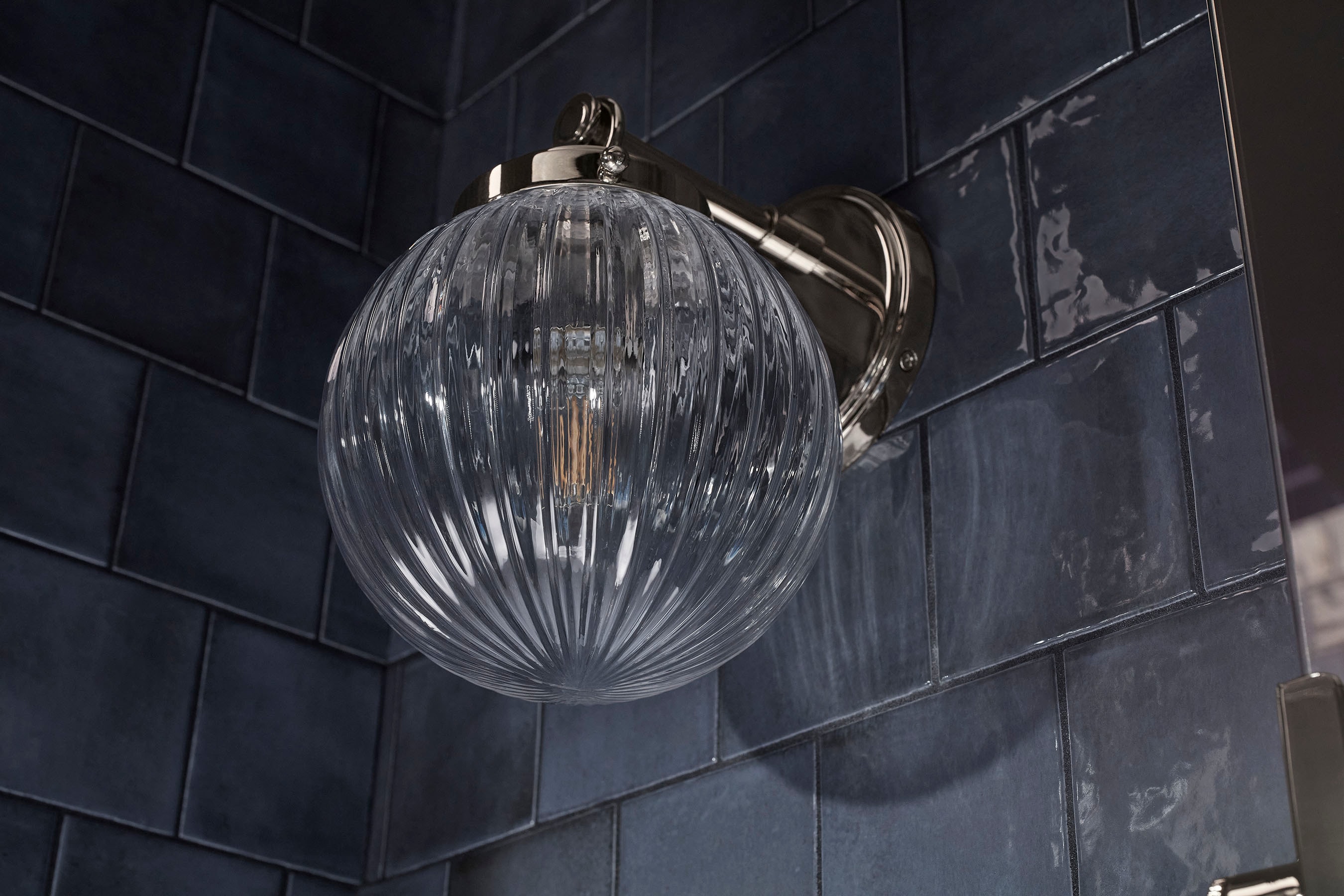 Polished Nickel Glass Globe Wall Sconce