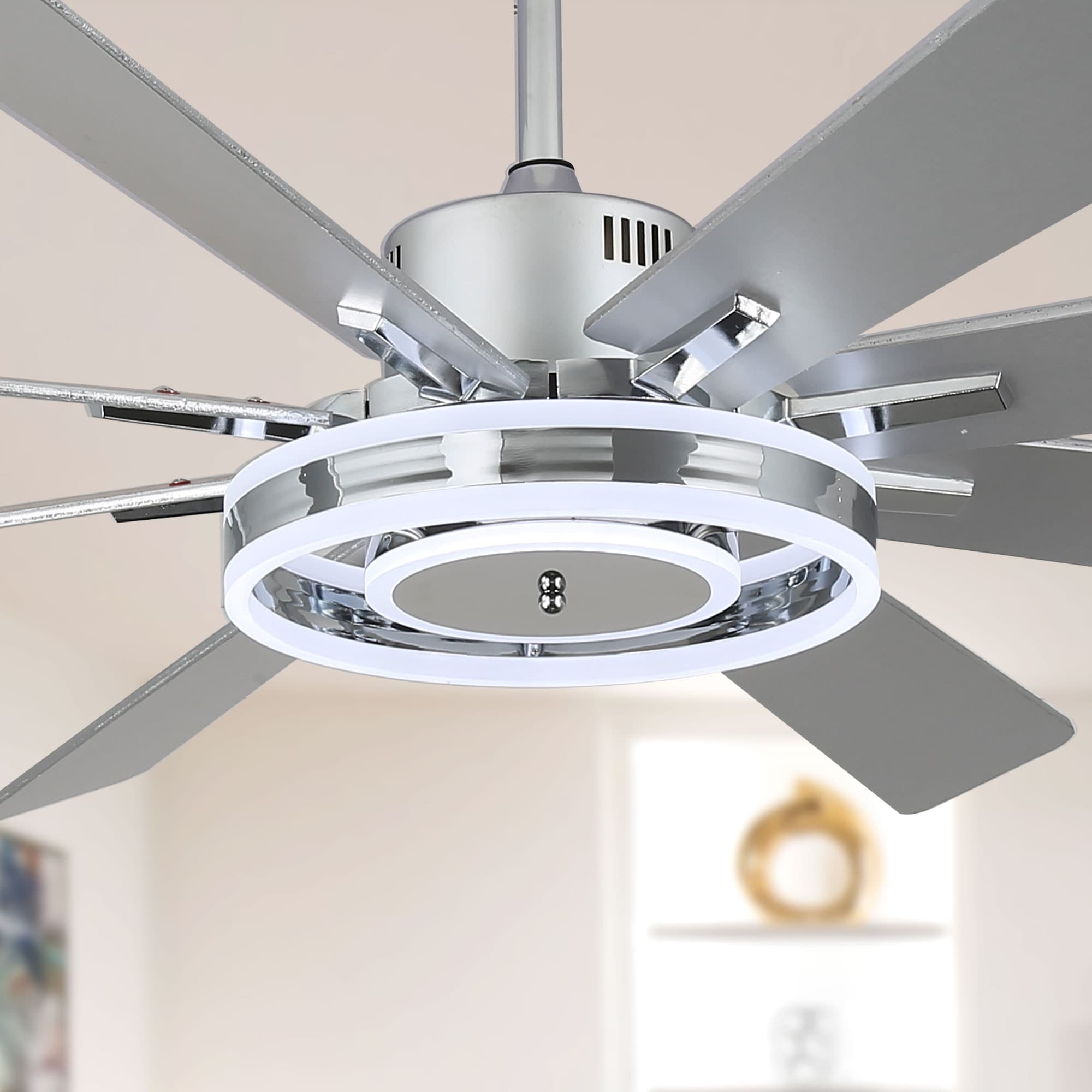 Bella Depot DCFSD7202-C Nimbella 72-in Color-Changing Integrated LED Chrome with Silver Blades Ceiling Fan With Light - Remote Included ( 8 -Blade )