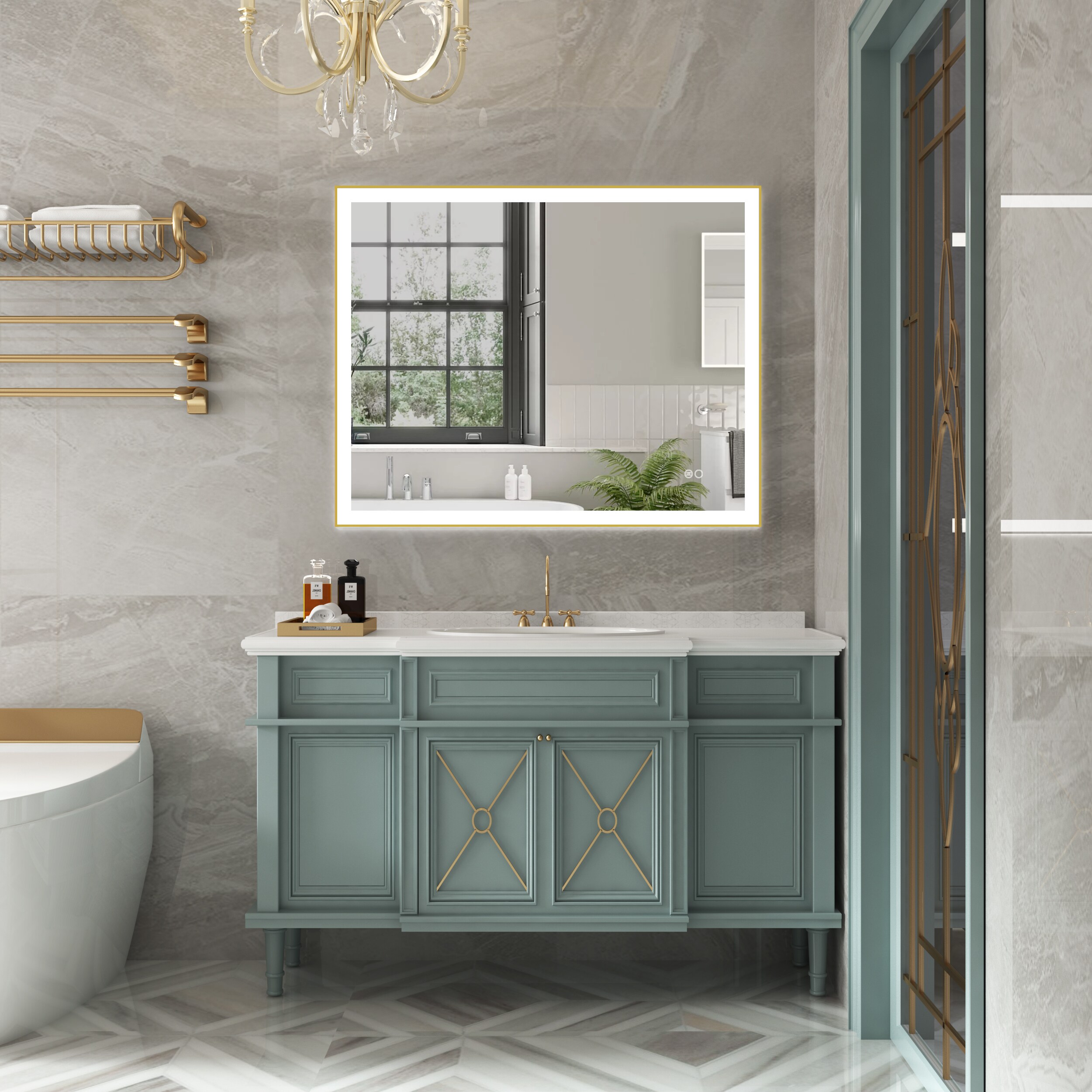 WELLFOR W5FM4032GD Framed-Bath-Mirrors - View #21
