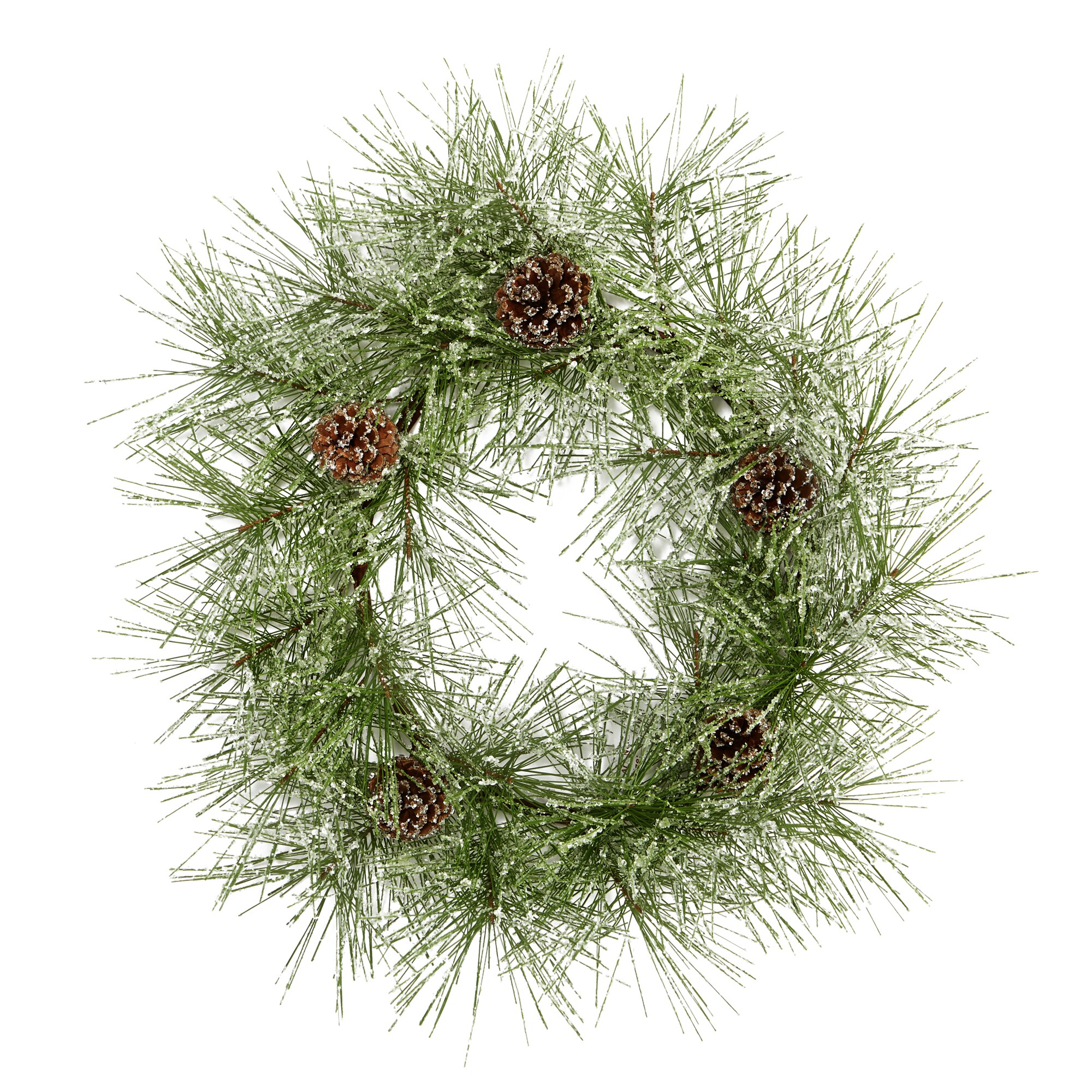 Nearly Natural 4493 24-in Indoor Green Pine Artificial Christmas Wreath