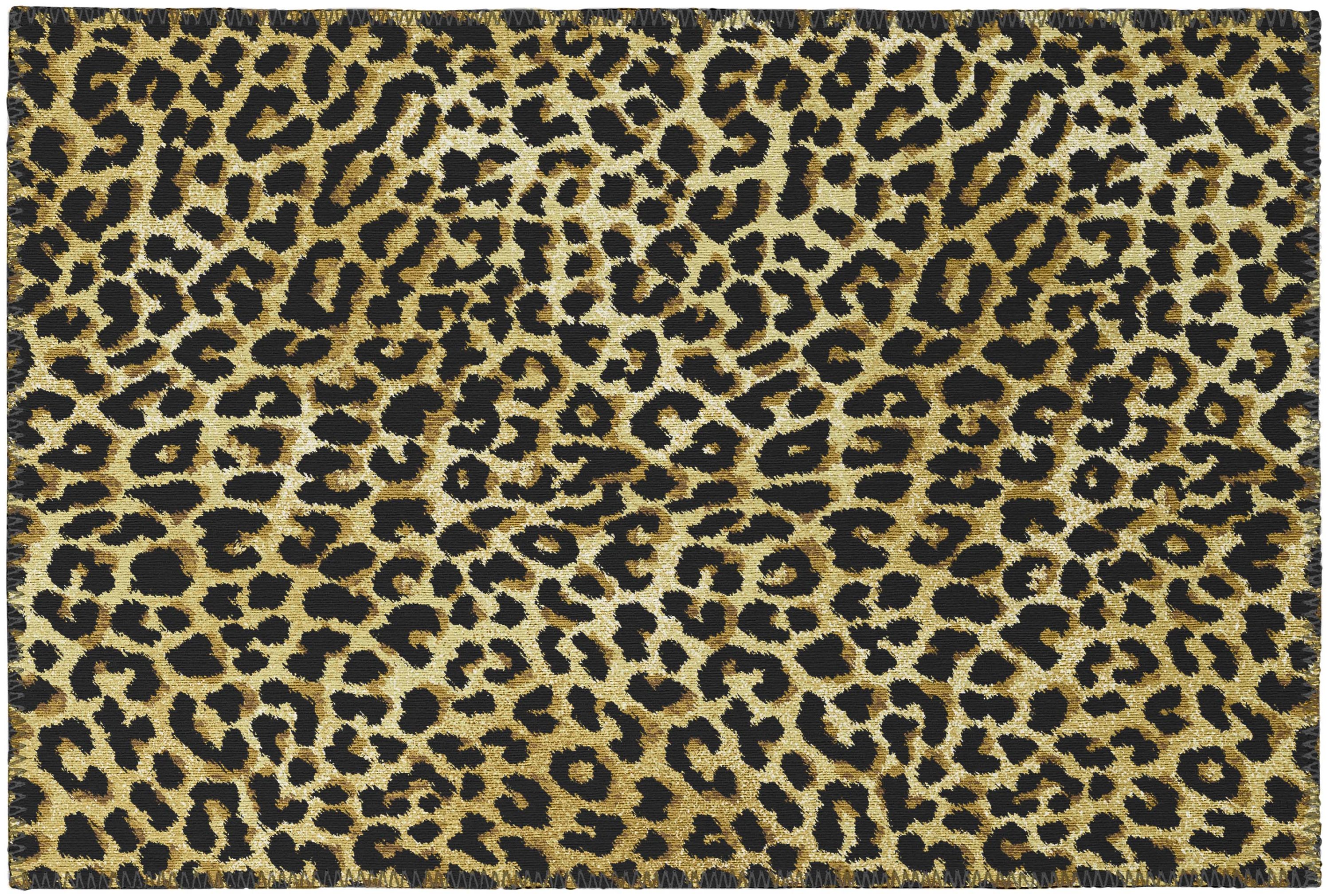 Addison Rugs ASF32GI20X30 Safari 2 x 3 (ft) Chenille Gilded Rectangular Indoor/Outdoor Animal print Bohemian/Eclectic Machine washable Throw rug