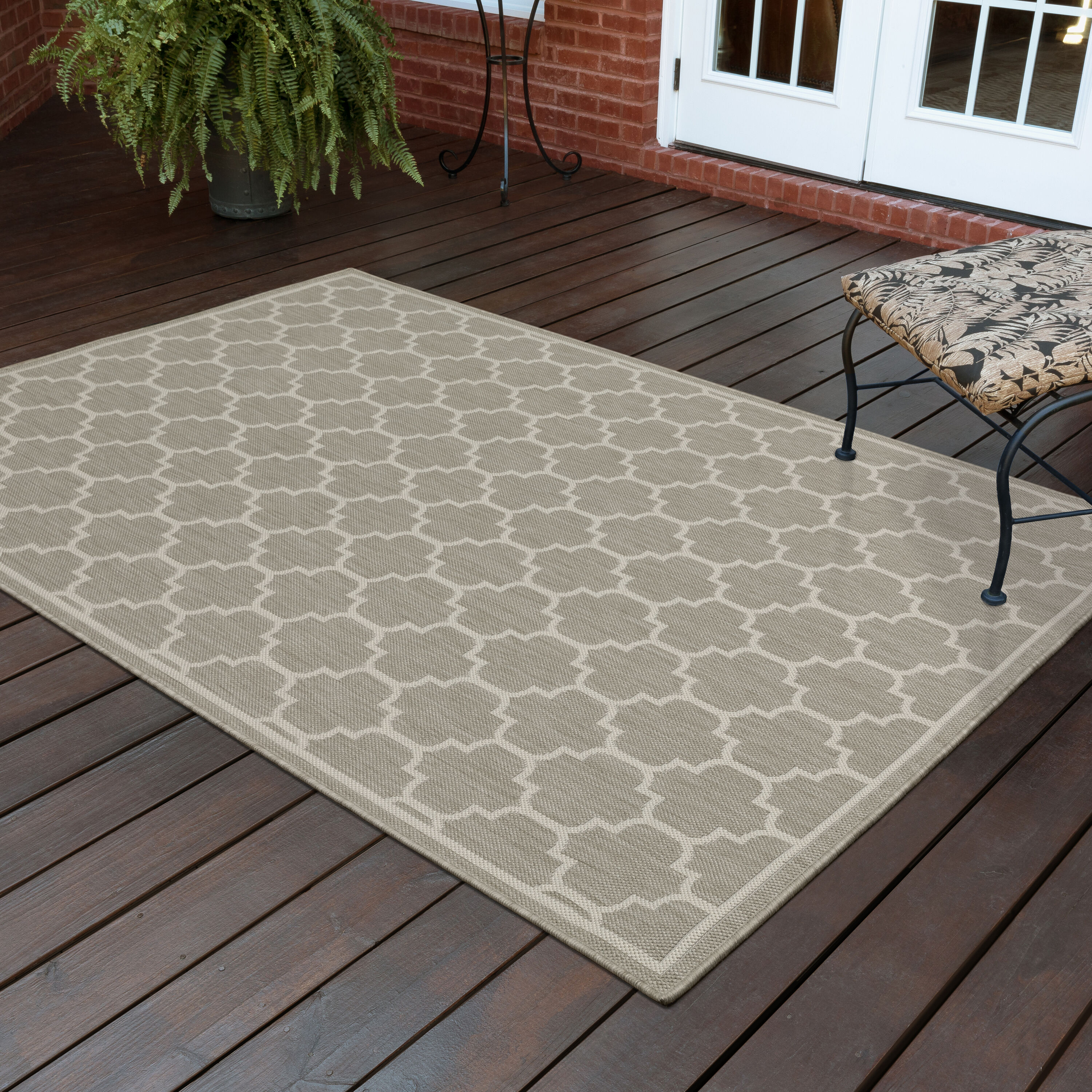 Archer Lane 163PORT6H4L Archer 3 x 5 (ft) Flatweave Polypropylene Gray Rectangular Indoor/Outdoor Geometric Moroccan Area rug