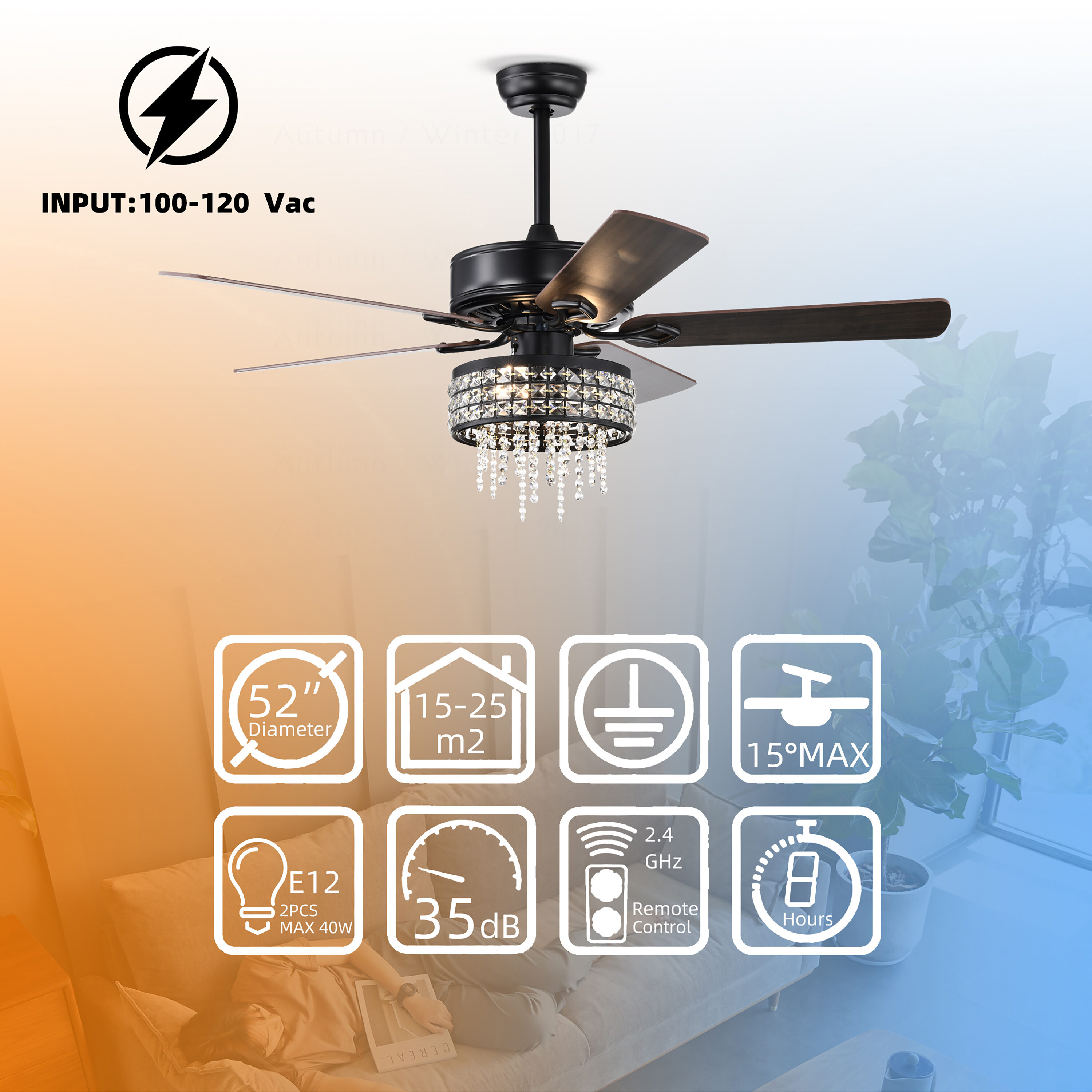 BANSA ROSE HM-SJ5204ACBK Ceiling-Fans - View #9