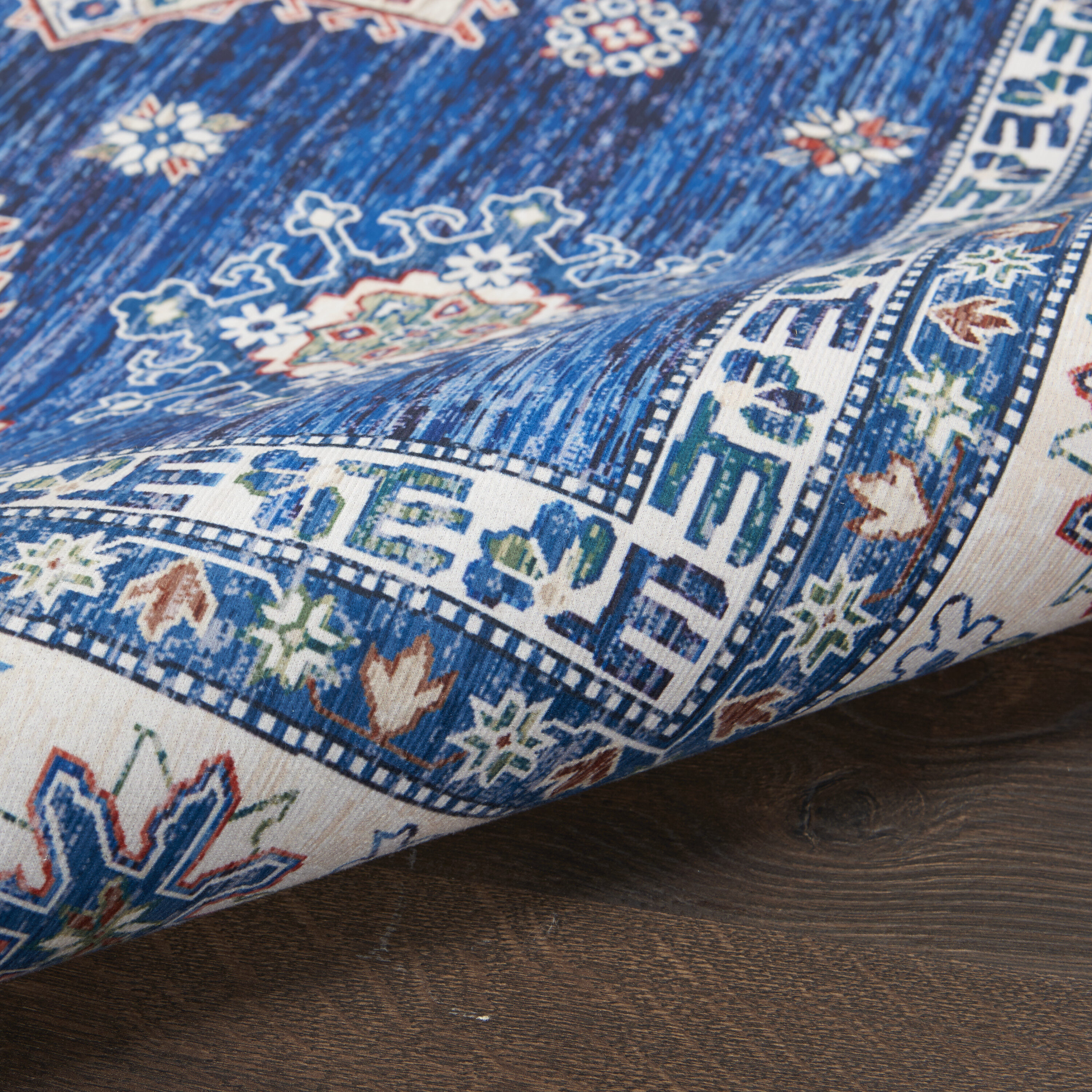 Fulton Vintage Blue Persian-Inspired 7'10" x 9'10" Non-Slip Flatweave Rug