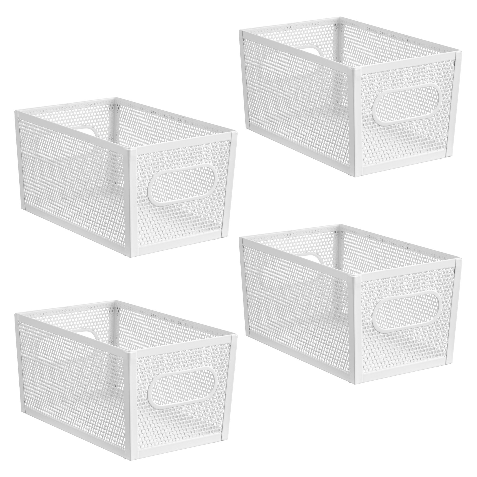 mDESIGN Perforated Metal Storage Bin with Handles for Kitchen and Pantry Set of 4