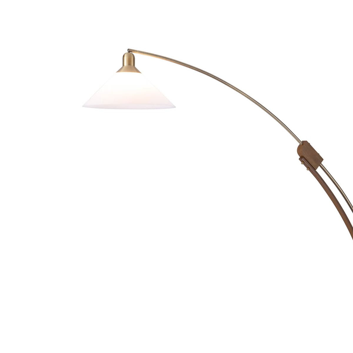 NOVA of California Mid-century Arc Floor Lamp with Walnut Base and  Weathered Brass Arm - Adjustable Height, White Shade in the Floor Lamps  department at