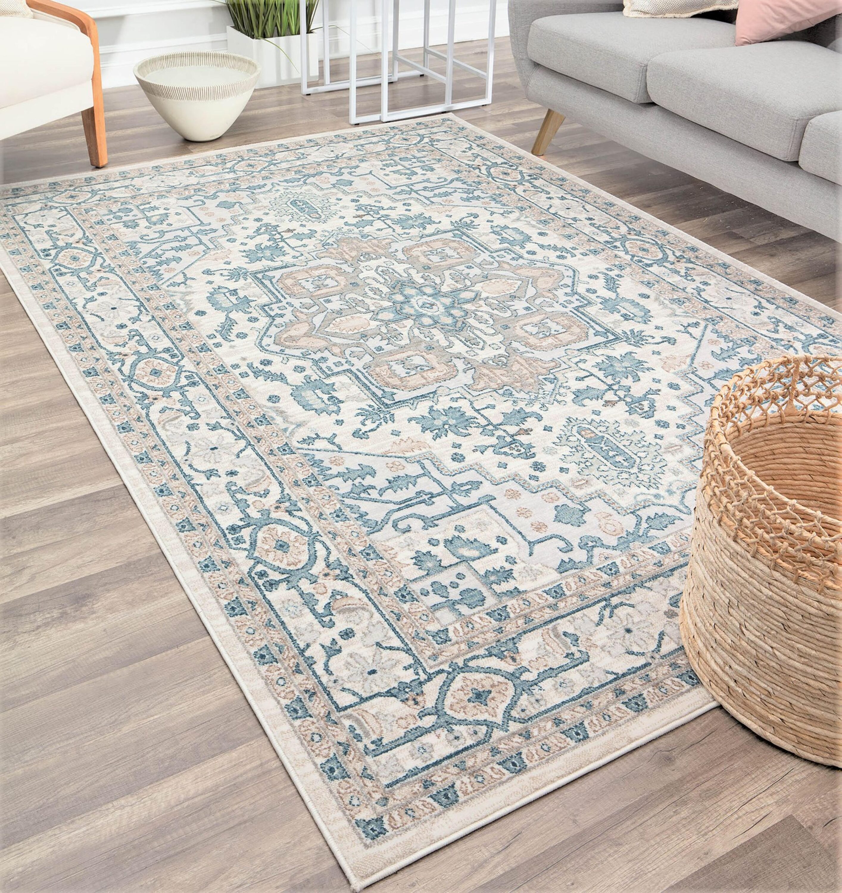 Rugs America RA28839 Laurel 8 X 10 (ft) Meadow Sand Indoor Medallion Area Rug