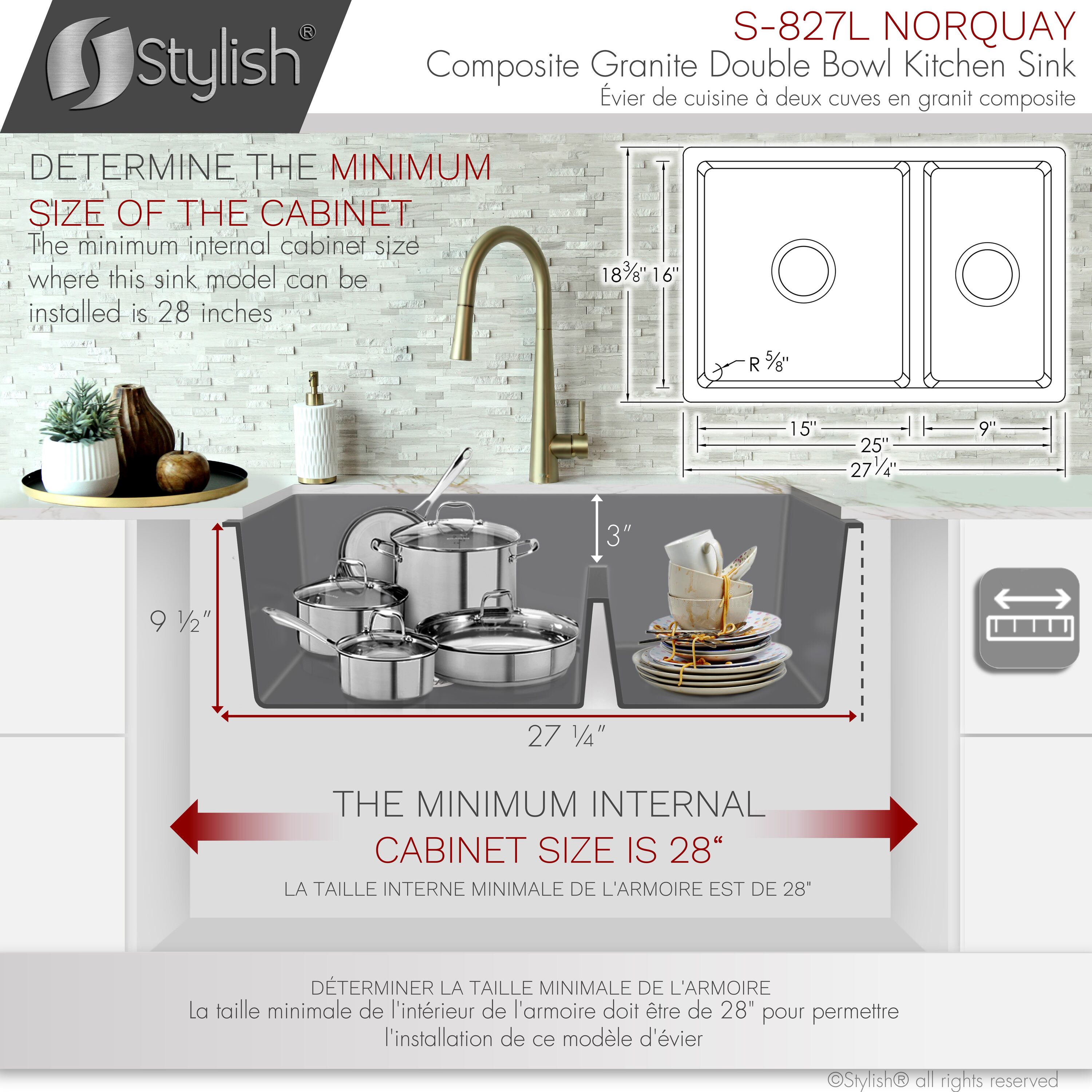 Stylish S-827L1 Kitchen-Sinks - View #4