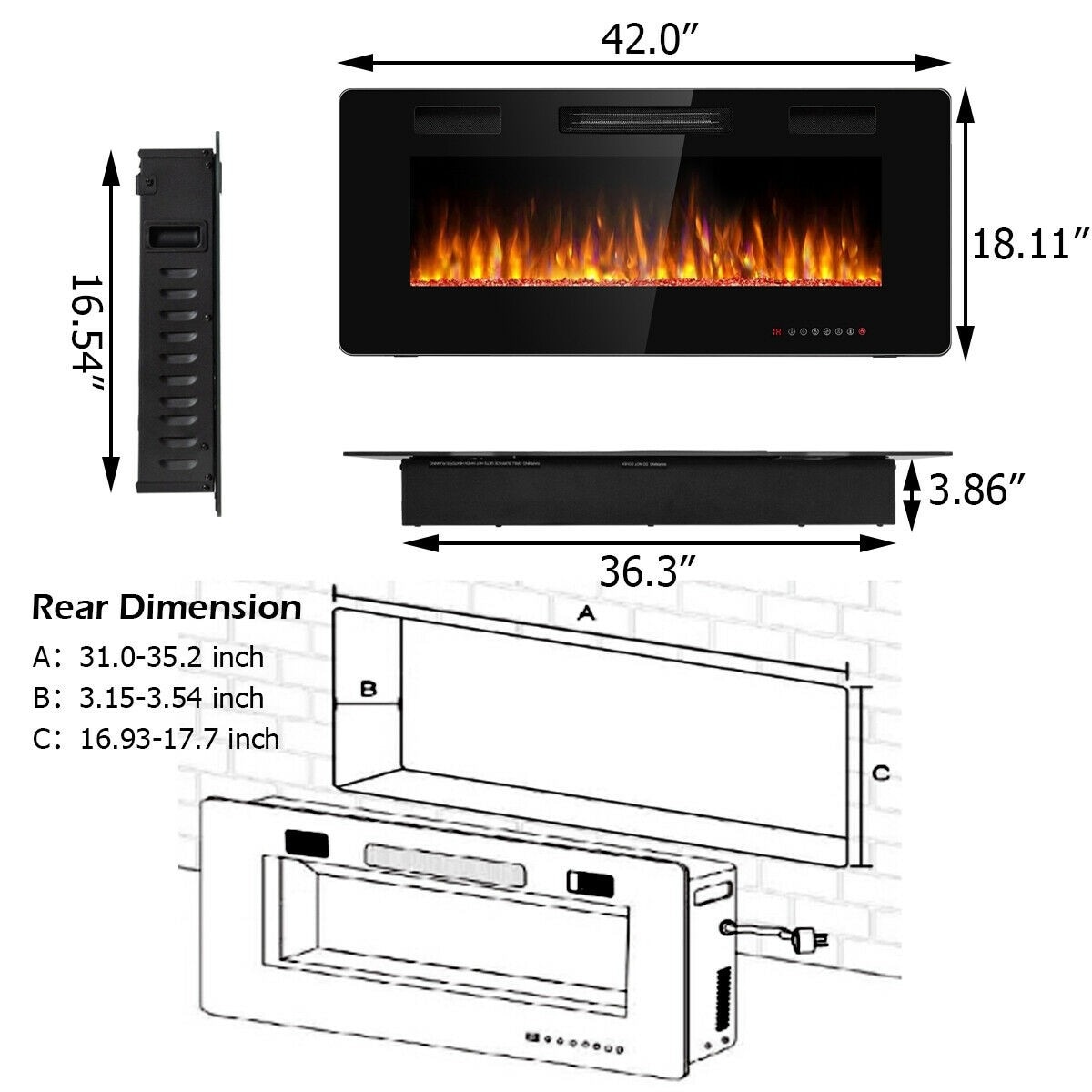 Clihome CWCH-EPA24704 Electric-Fireplaces - View #2