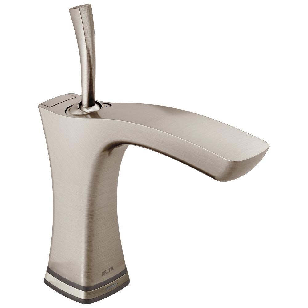 Delta 552TLF-SS Tesla Stainless 1-handle 4-in Centerset WaterSense Bathroom Sink Faucet with Drain