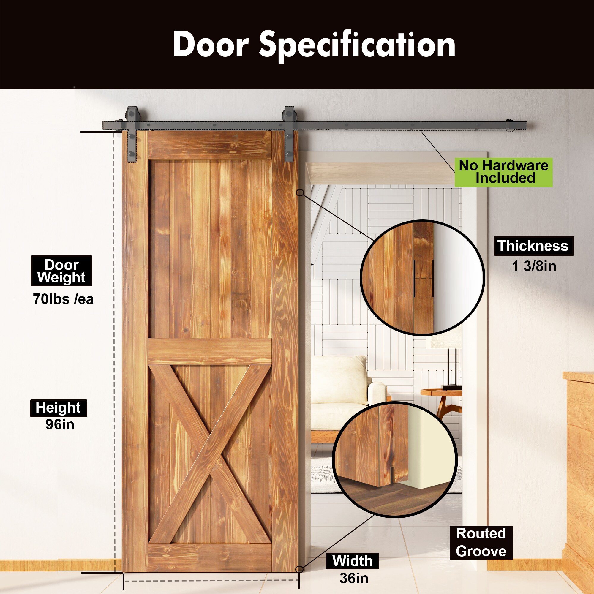 HOMACER 3696-X-EA Barn-Doors - View #3
