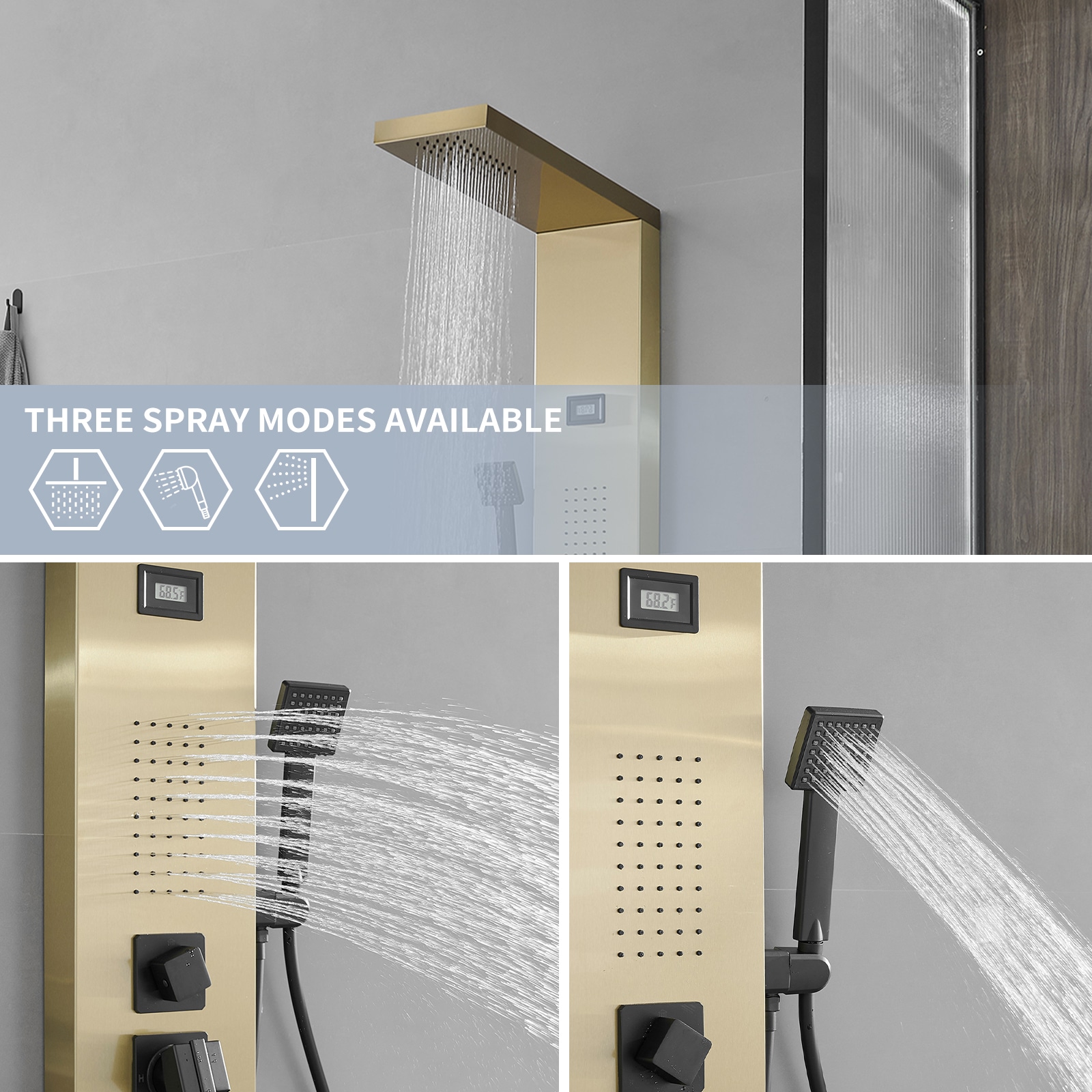 BWE YTP08-BGK Showerhead-Bar-Panels - View #4