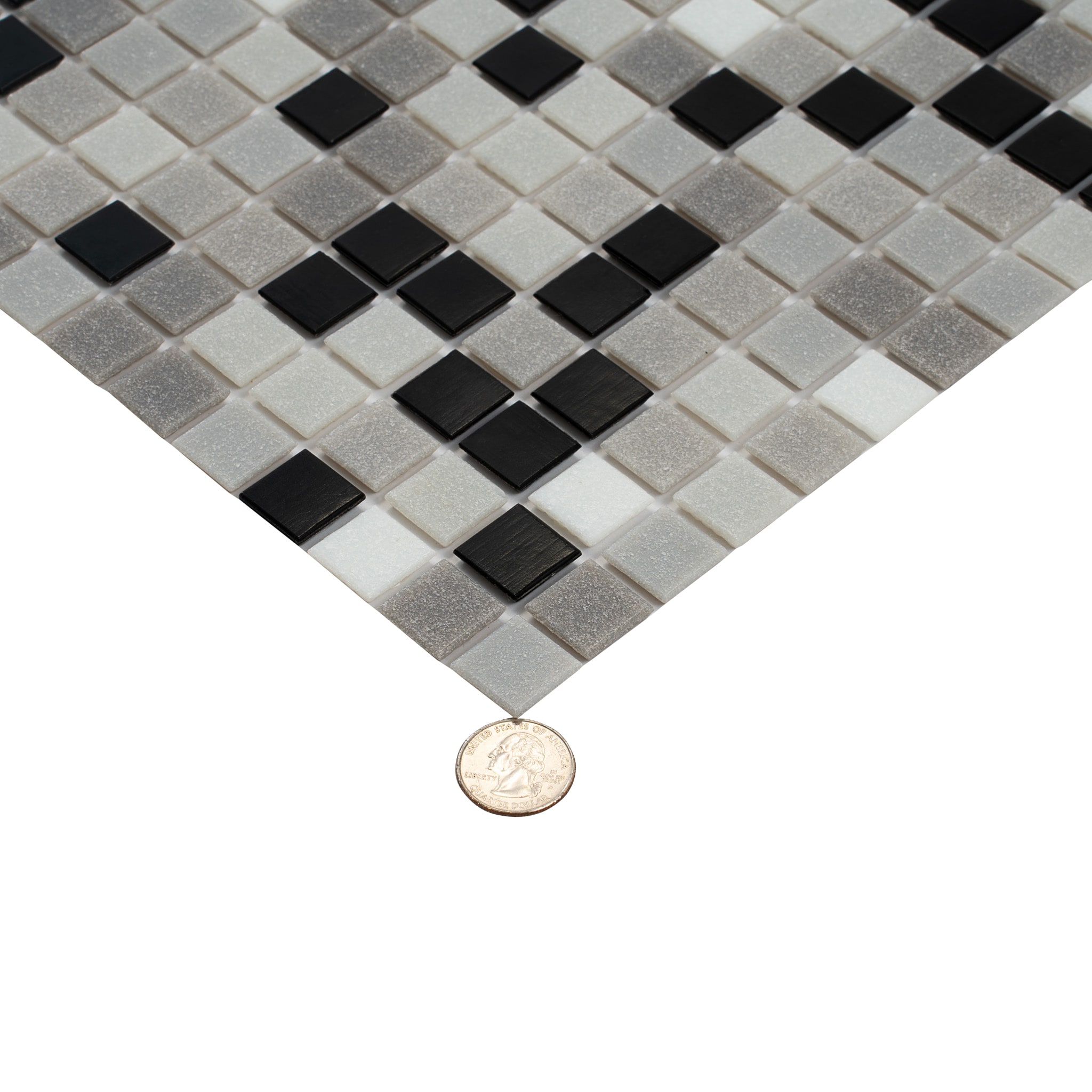 12" x 12" Black and Gray Glass Mosaic Tile