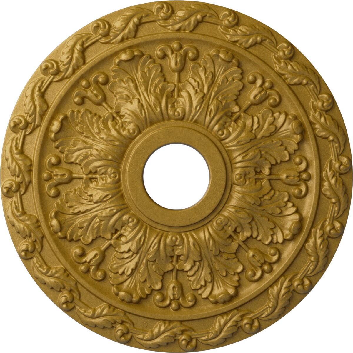 Ekena Millwork CM19SPPGS Spring Leaf 19.875-in W x 19.875-in L Painted Pharaohs Gold Polyurethane Whole Ceiling Medallion