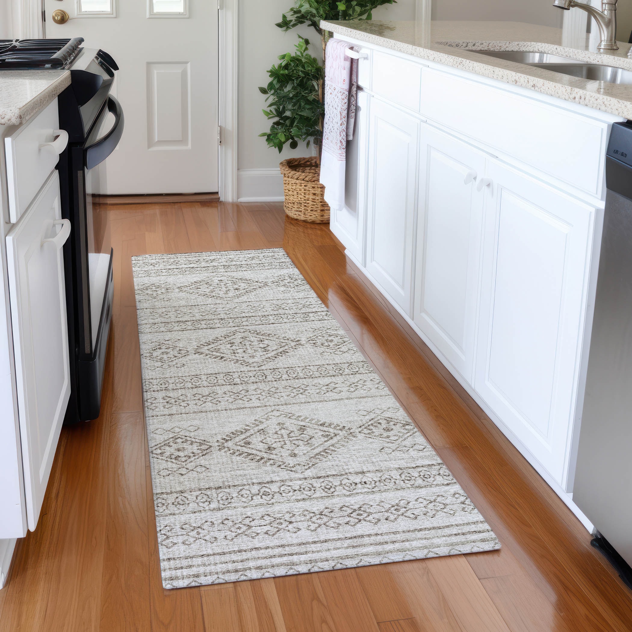 Addison Rugs AMF120TA2X8 Mayfield AMF120TA 2 x 7 (ft) Loomed Polyester Taupe Rectangular Indoor Geometric Machine washable Area rug