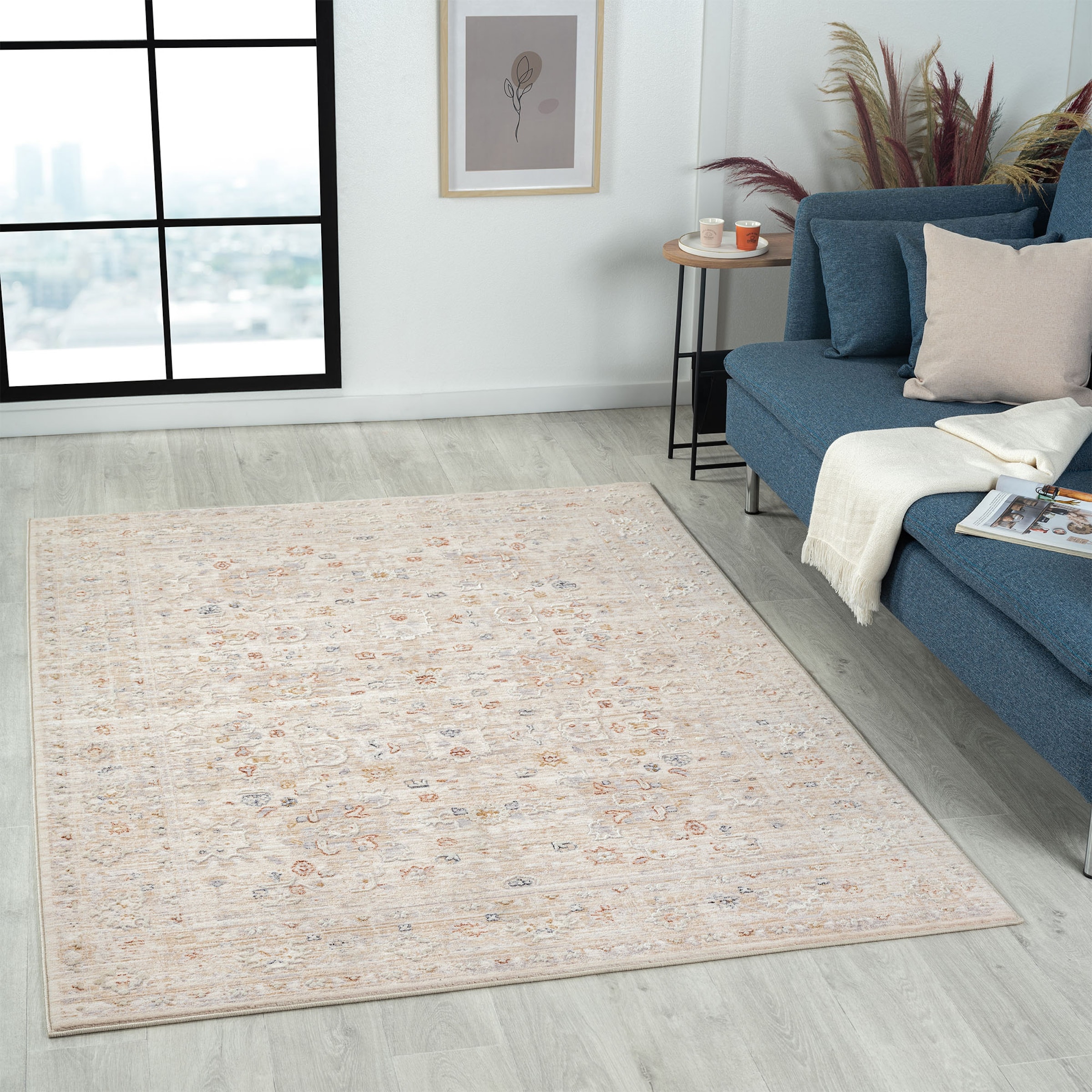 LR Home 7137A1590304J8 9 x 12 (ft) Loomed Polyester Rust Rectangular Indoor Border Persian Area rug