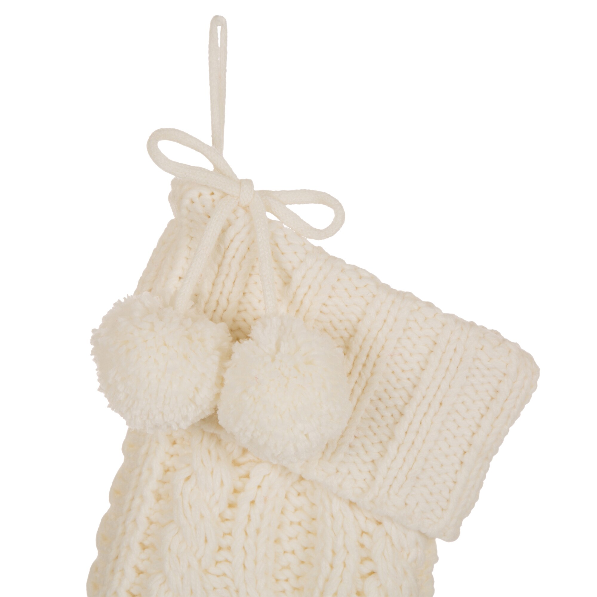 Glitzhome 24-in White Knit Christmas Stocking