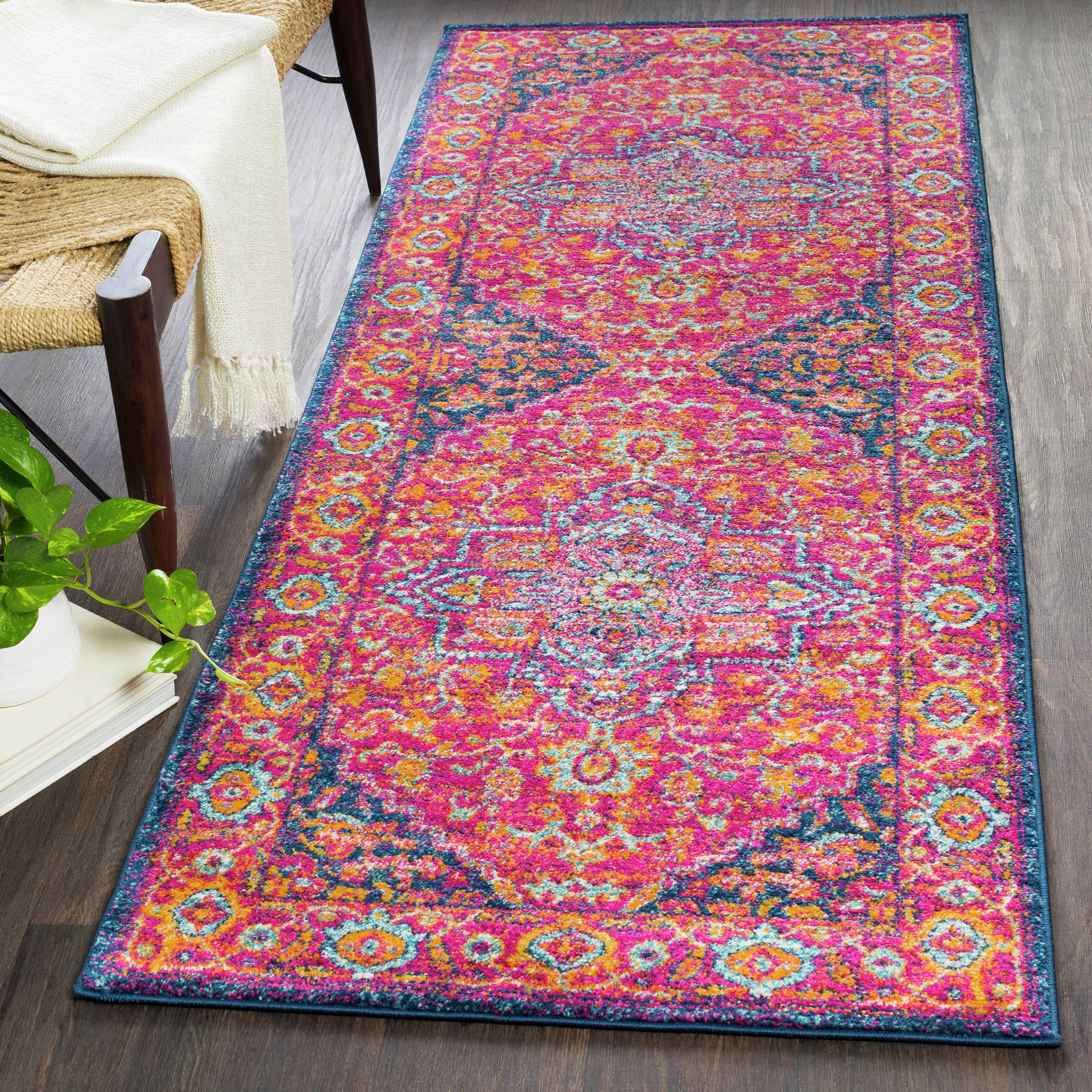 Surya HAP1009-2773 Harput 2 X 8 Garnet Indoor Medallion Oriental Runner Rug