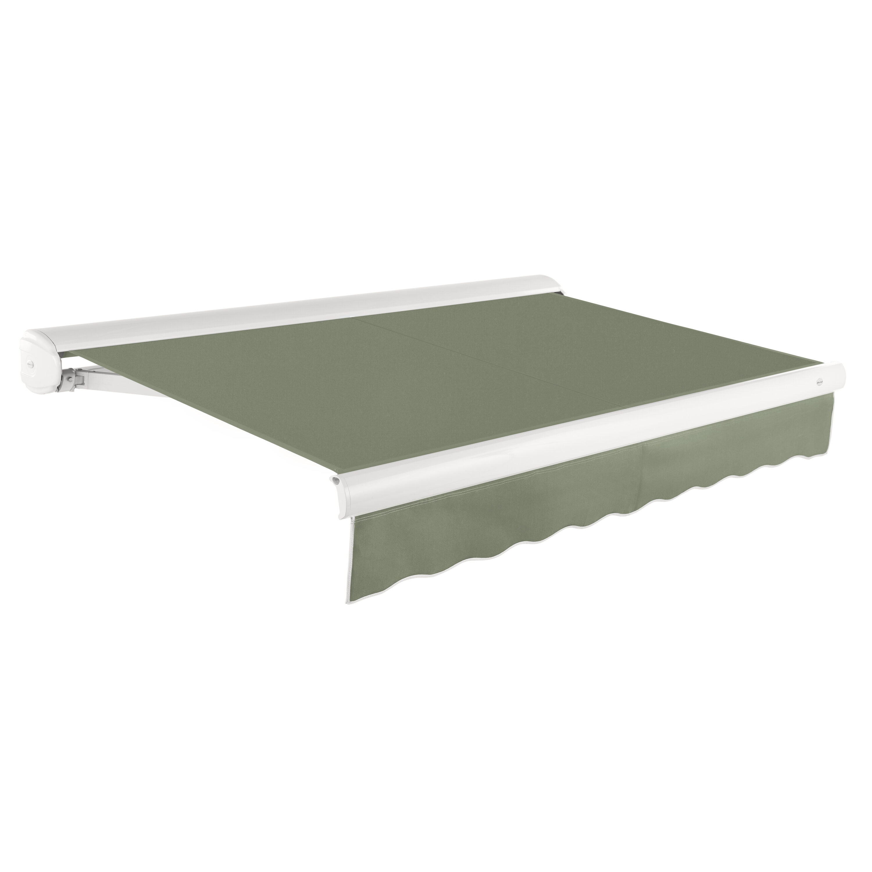 Awntech KWR10-L-S Key West Right Motor 120-in Wide x 96-in Projection x 10-in Height Fabric Sage Solid Motorized Retractable Patio Awning