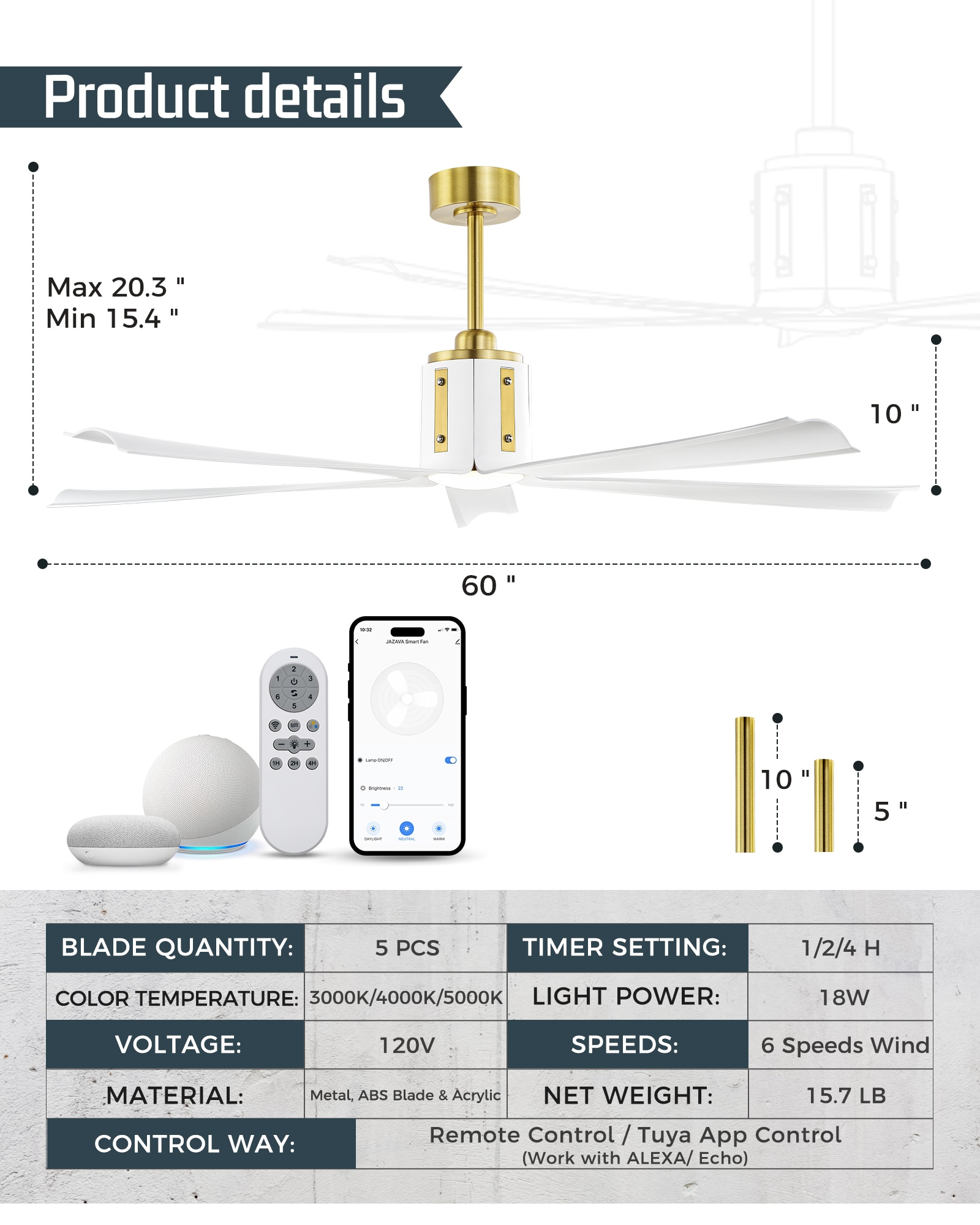 LTMATE LSLT-CF02-BGW Ceiling-Fans - View #2
