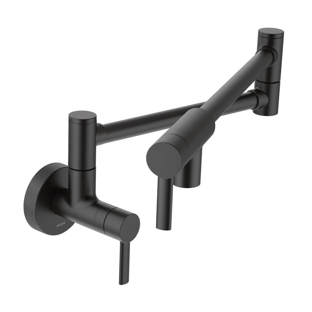 Moen Matte Black 2 Handle Wall Mount Pot Filler Handle Kitchen Faucet In The Kitchen Faucets Department At Lowes Com