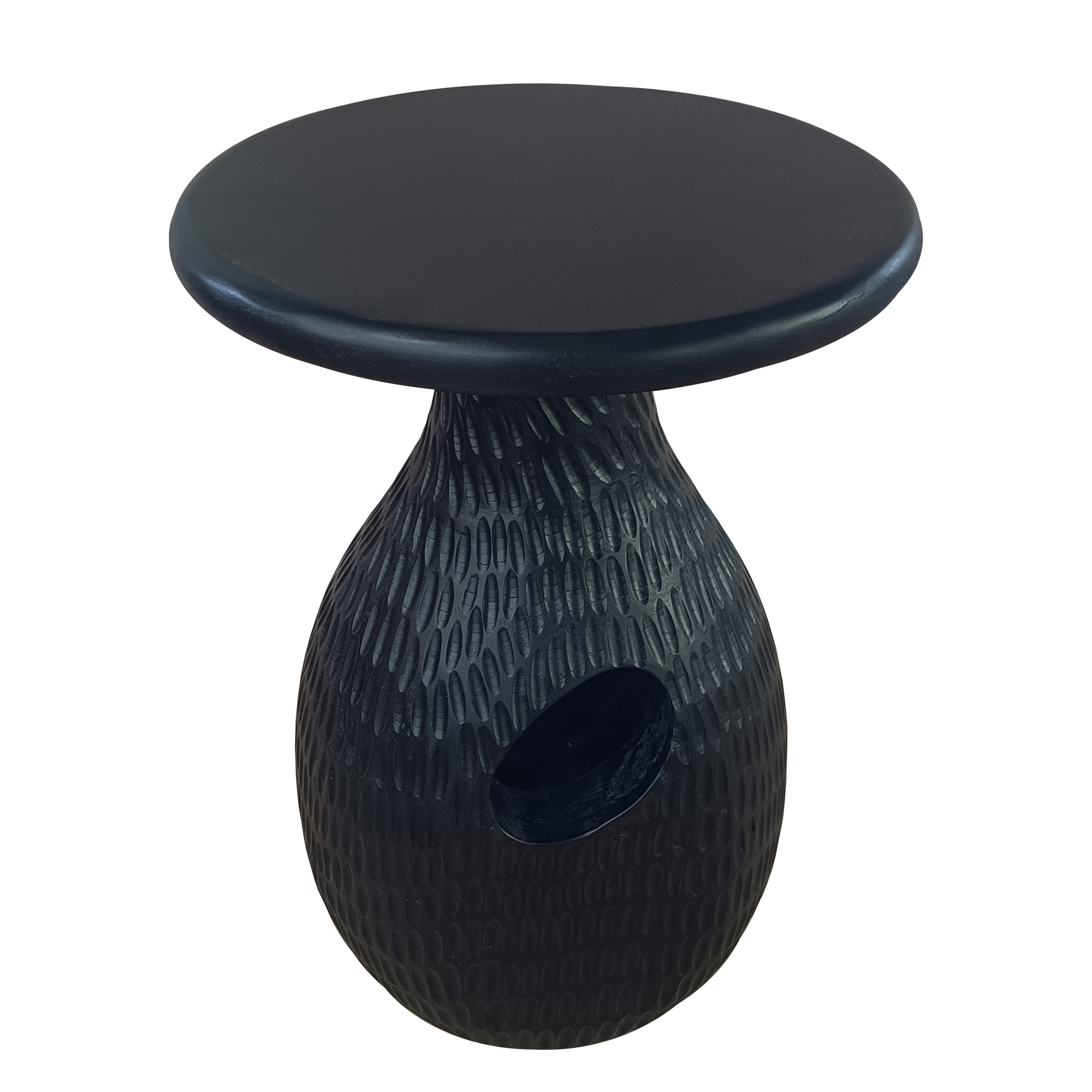 Handcrafted Black Mango Wood Round Side End Table