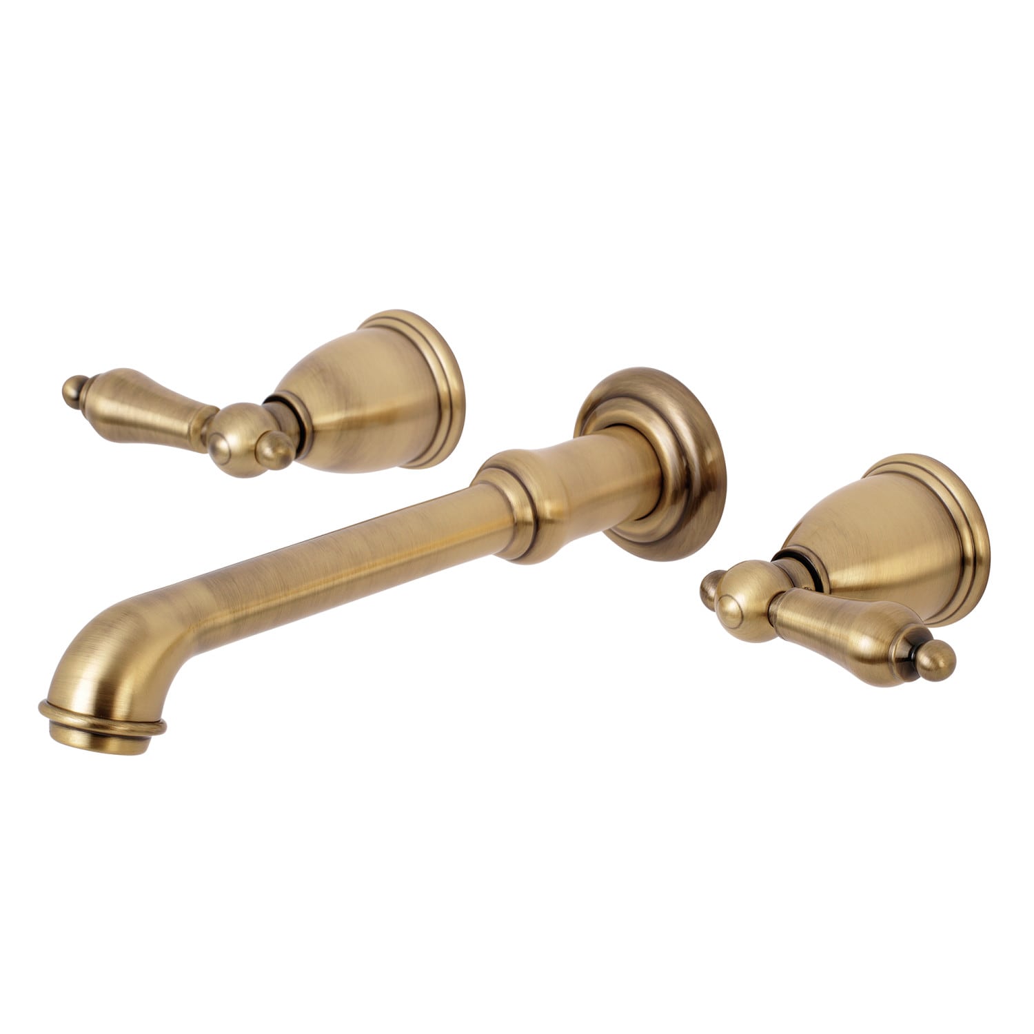 Kingston Brass English Country Antique Brass 2-handle Wall-mount Low-arc  Bathtub Faucet (Valve Included) in the Bathtub Faucets department at