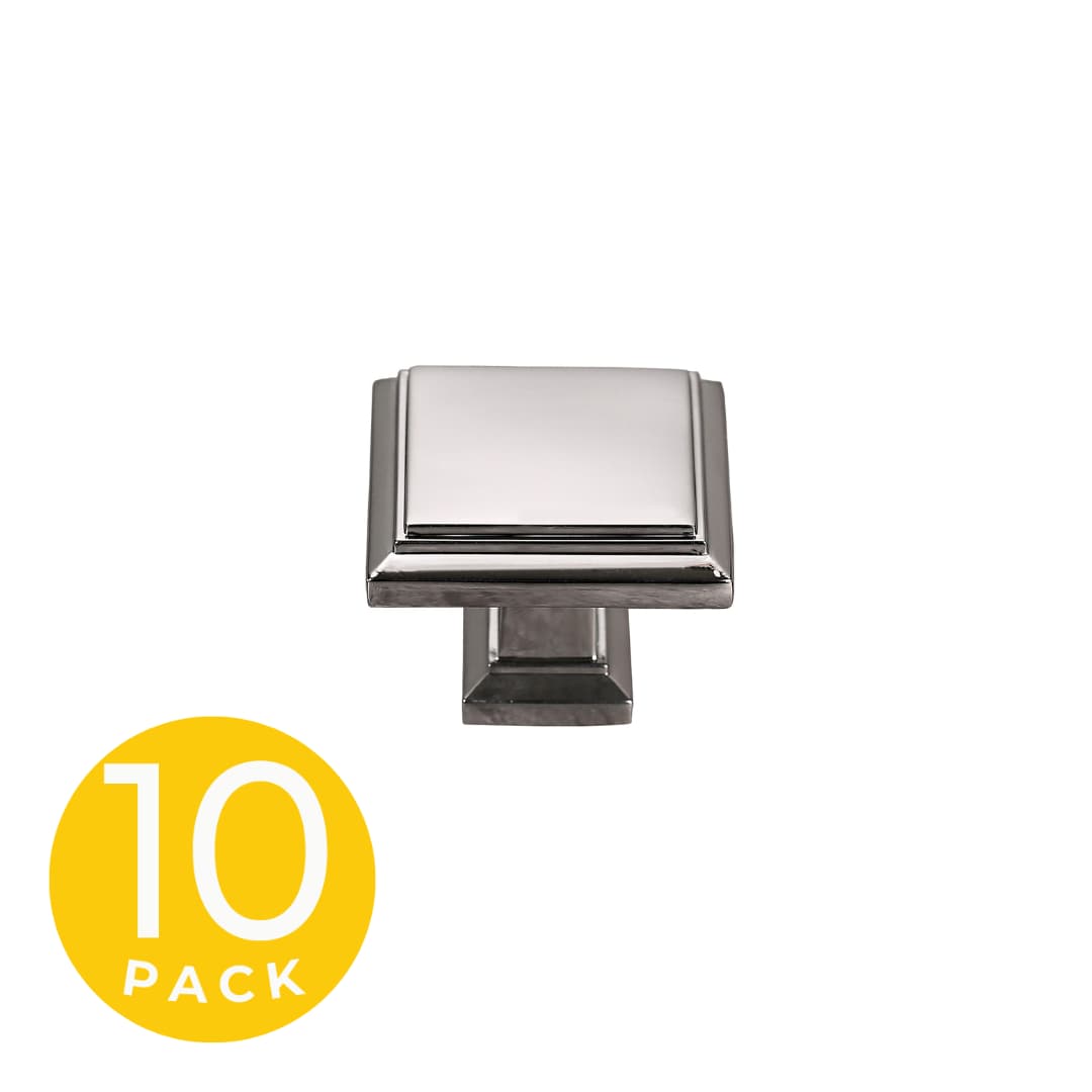 Sapphire SP-1071-K-CP-10 Accent 1-1/4-in Polished Chrome Square Modern Cabinet Knob 10 -Pack