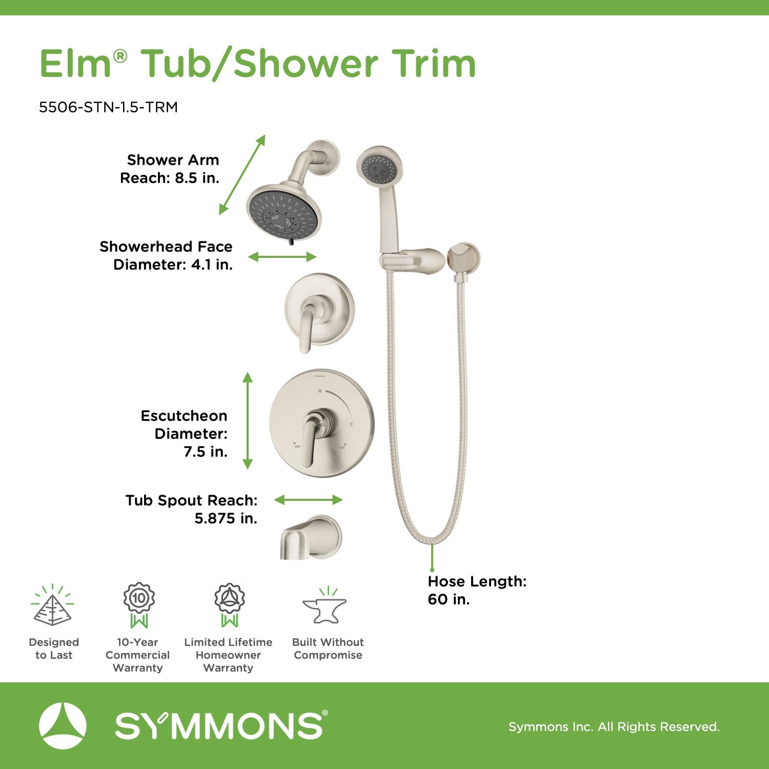 Symmons 5506-STN-1.5-TRM Tub-Shower-Faucets - View #7