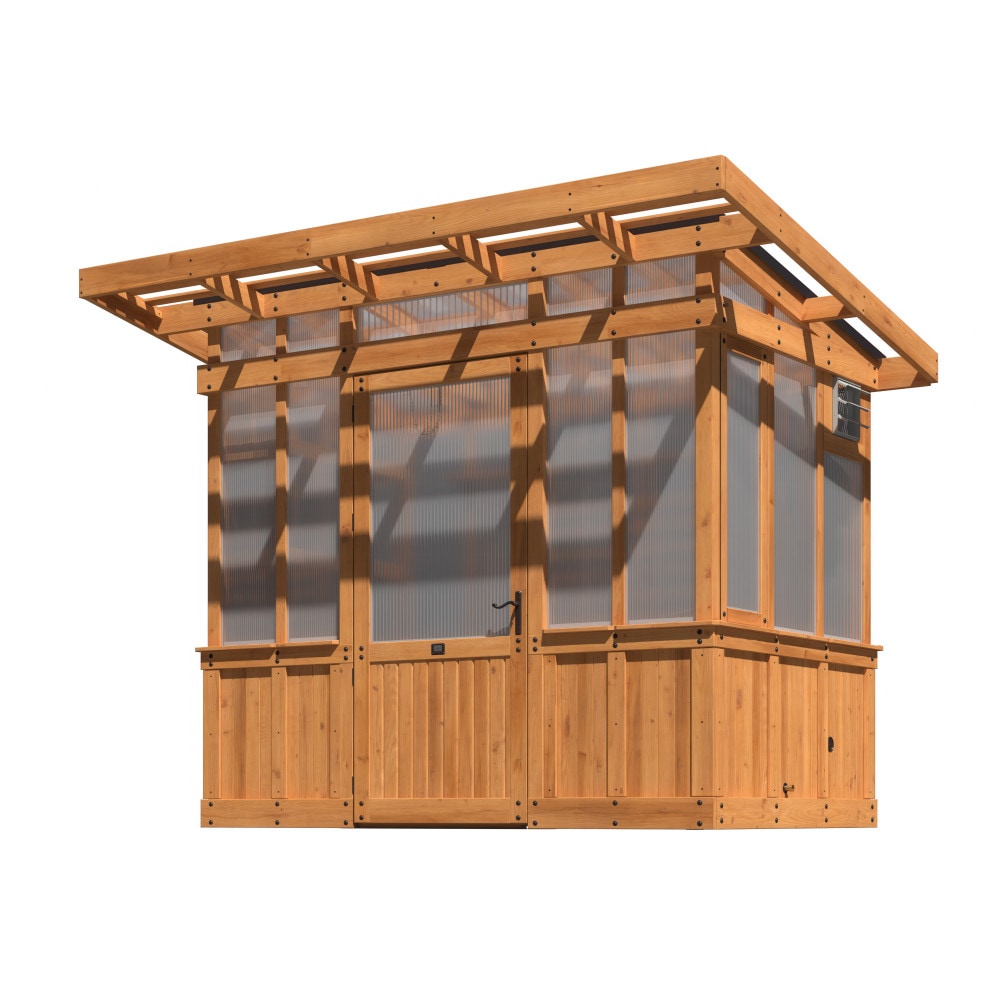 Poppy 9'x6' Cedar Wood and Polycarbonate Greenhouse Kit with PowerPort