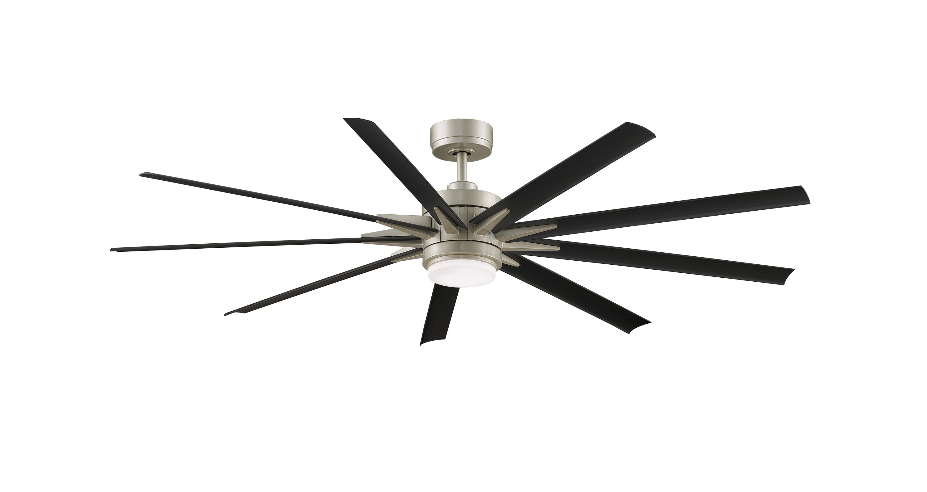 Odyn Custom 72-in Brushed Nickel Color-changing LED Indoor/Outdoor Smart Ceiling Fan with Light Remote (9-Blade) | - Fanimation FPD8152BNW-72BLW